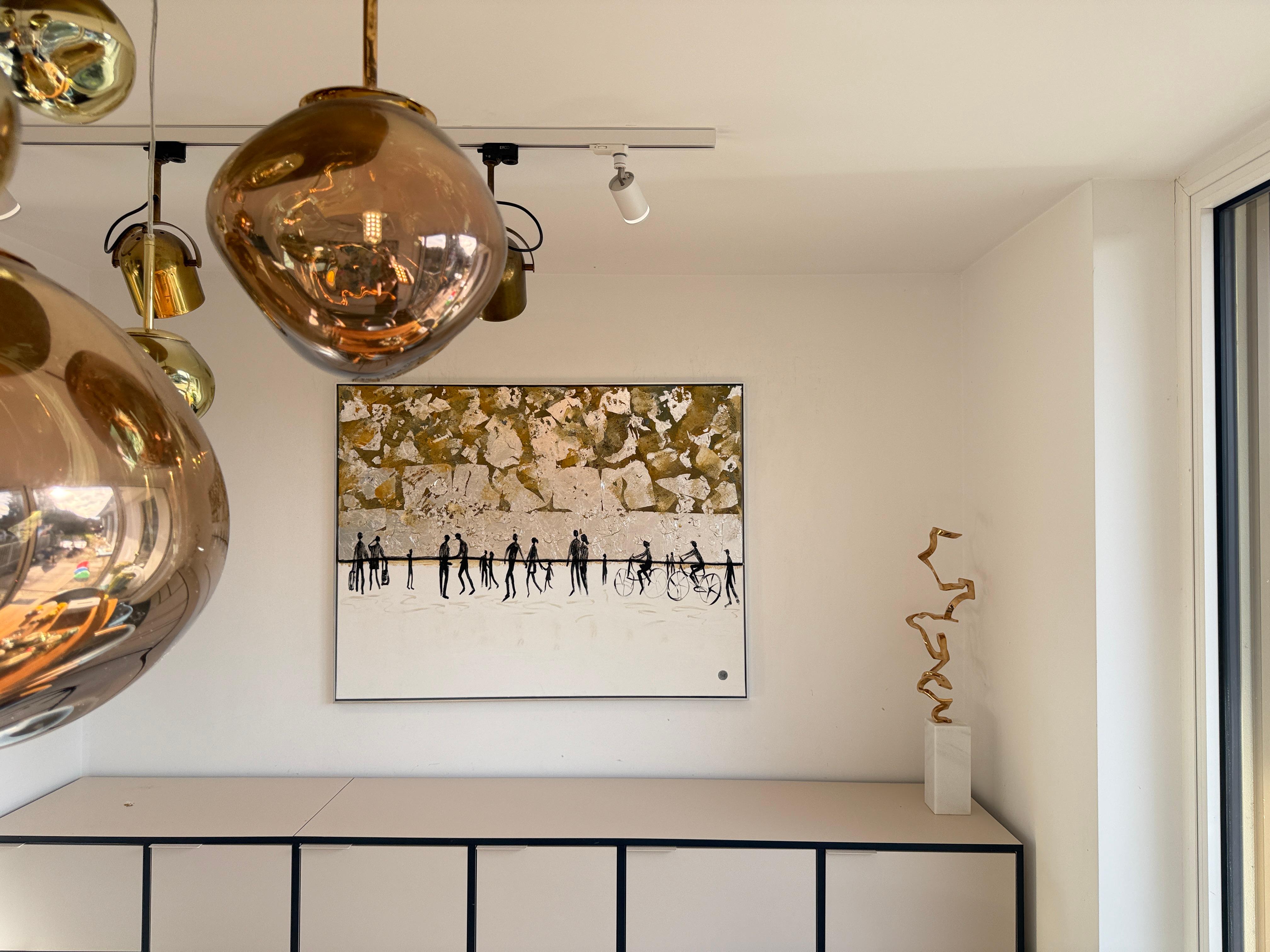 Love that never lets go - Gold Leaf Contemporary abstract family painting en venta 8