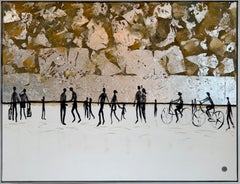 Love that never lets go - Gold Leaf Contemporary abstract family painting