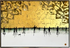 Loving little Adventures - Gold Leaf Contemporary abstract family painting