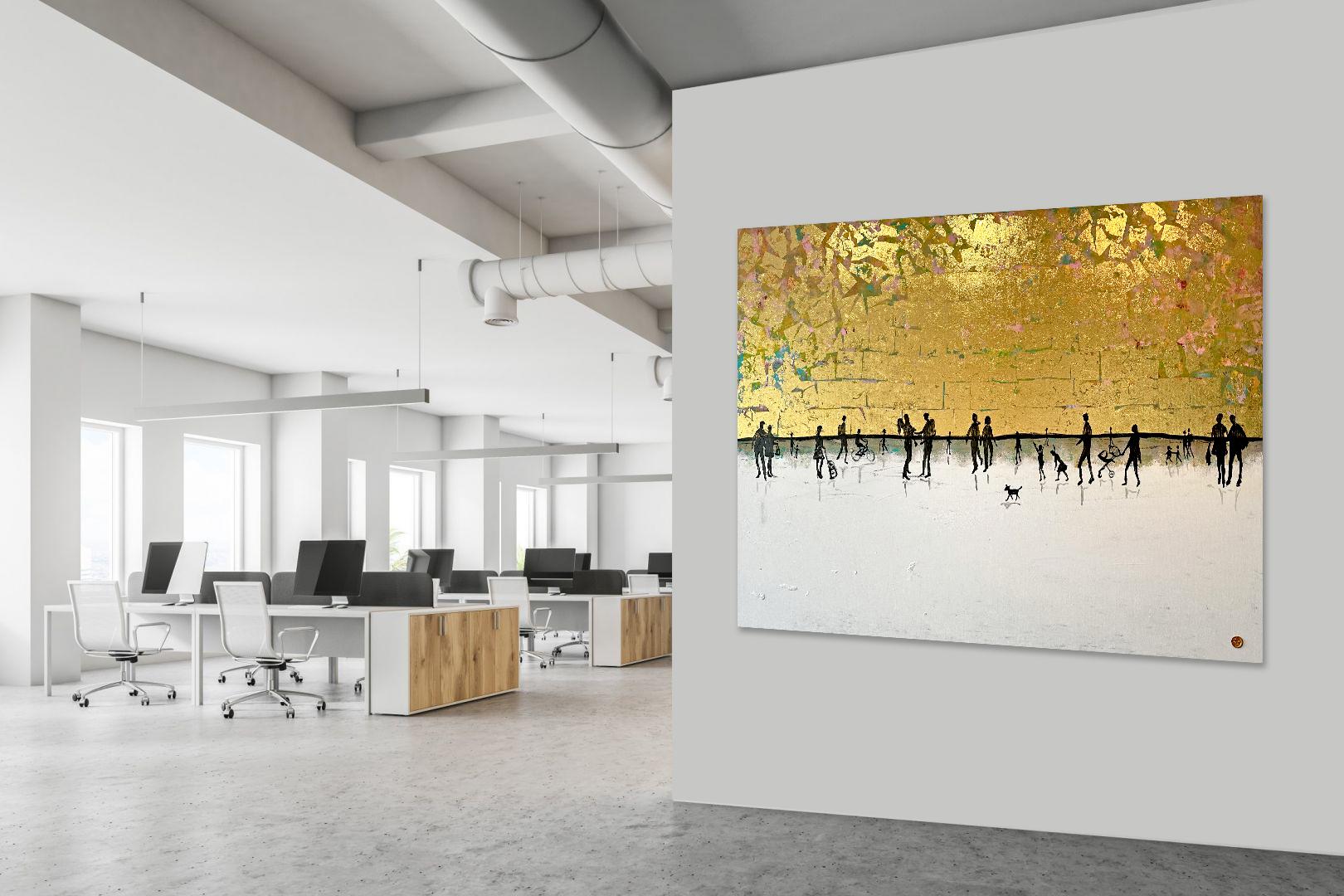 Loving our Time Together Gold Leaf Contemporary abstract family painting 7