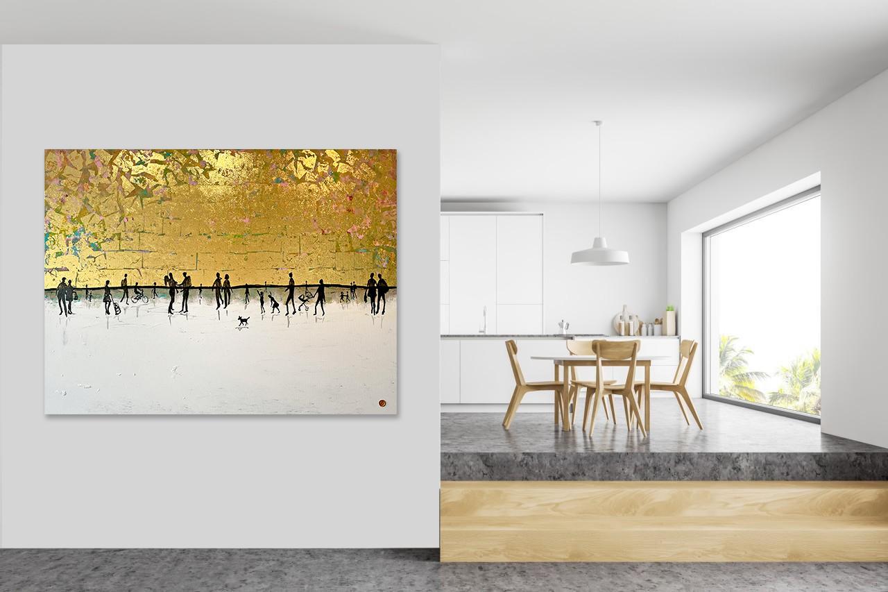 Loving our Time Together Gold Leaf Contemporary abstract family painting 2