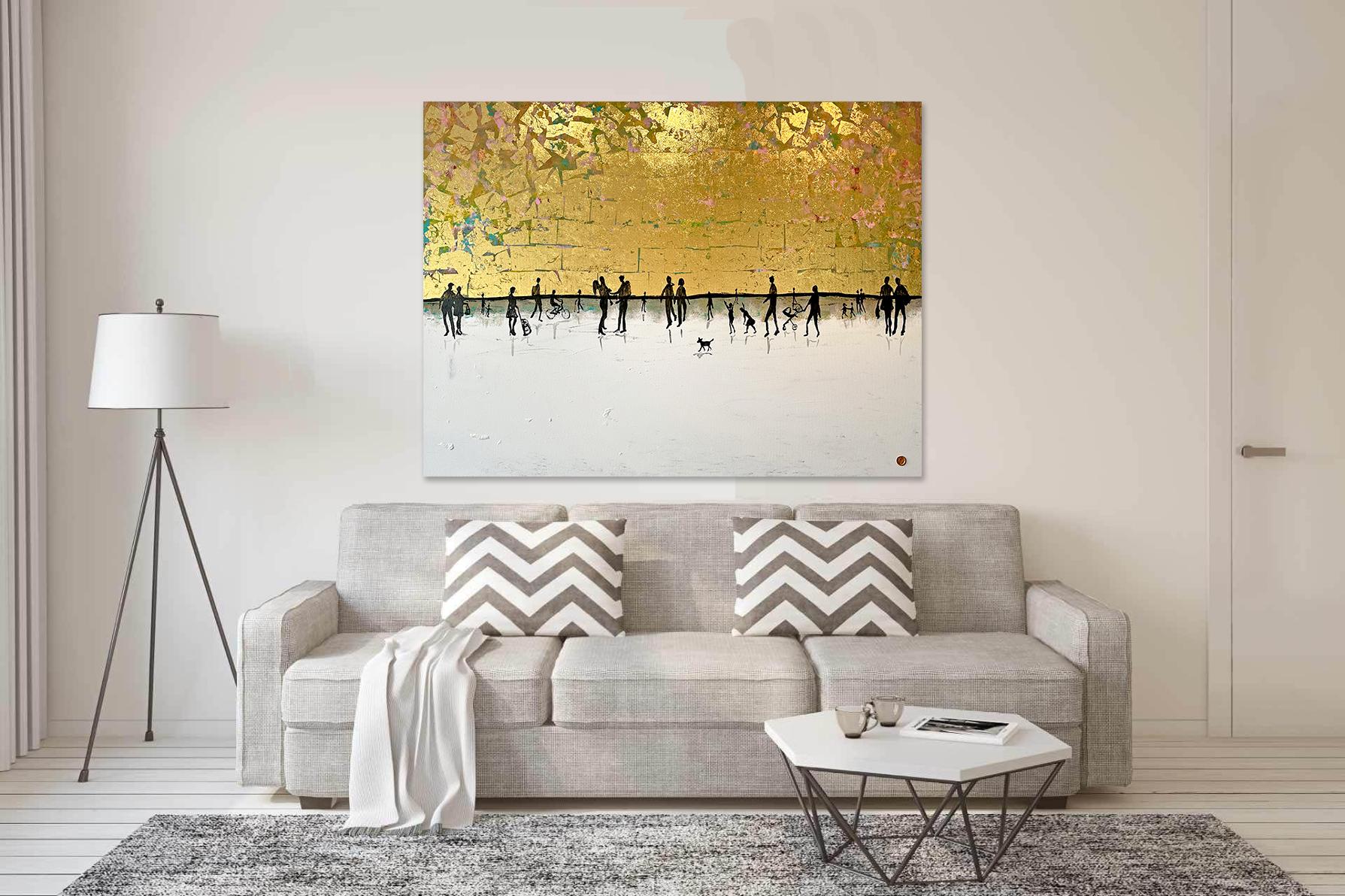Loving our Time Together Gold Leaf Contemporary abstract family painting 6