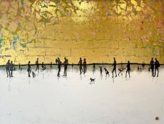 Loving our Time Together Gold Leaf Contemporary abstract family painting