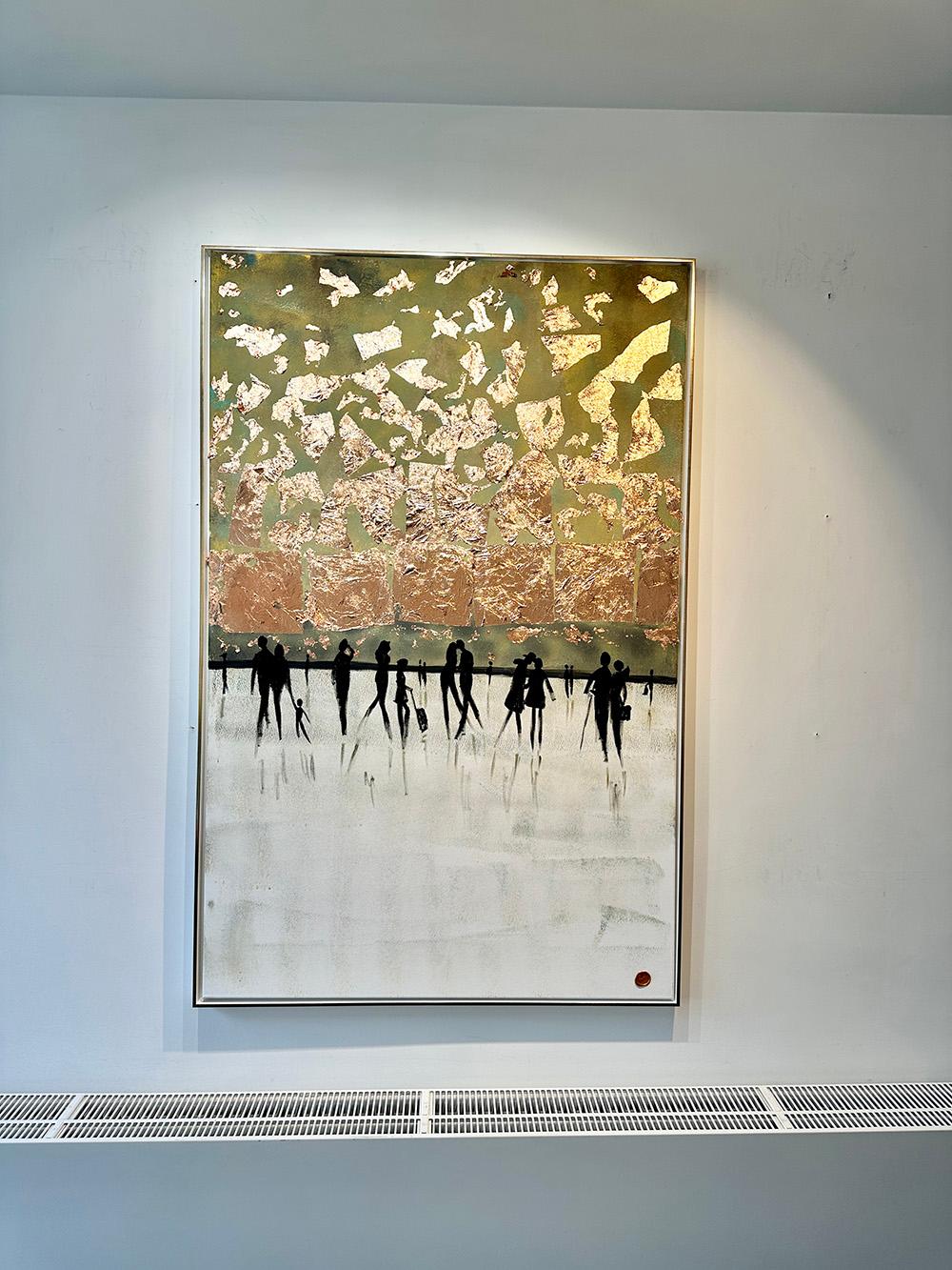 Katharina Hormel creates minimalistic landscape paintings featuring everyday scenes of life. Her art often portrays people engaged in their daily activities, such as taking a leisurely walk in the park, cycling, playing football, or even