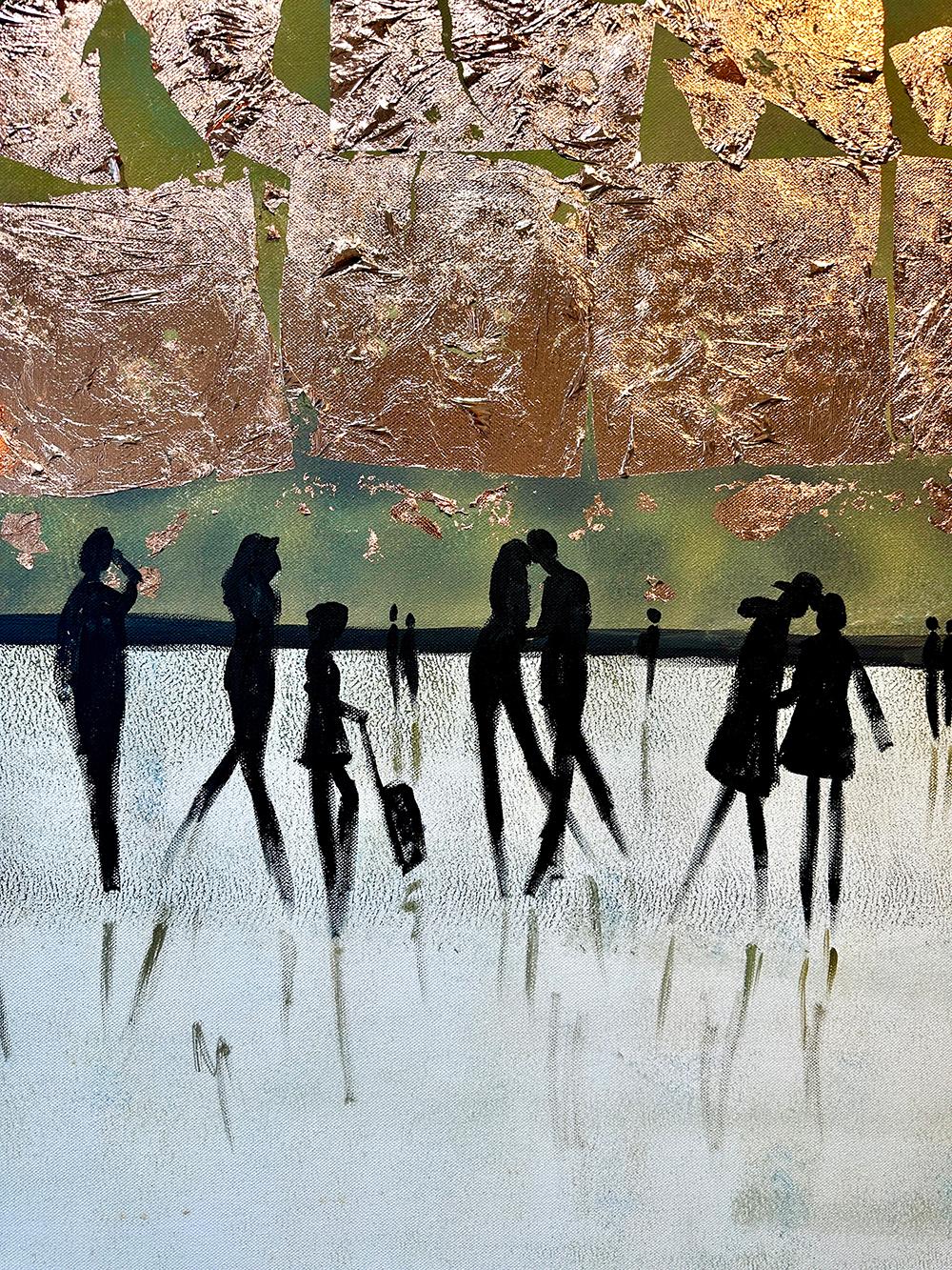 Magical Times - Gold Leaf Contemporary abstract family painting For Sale 3
