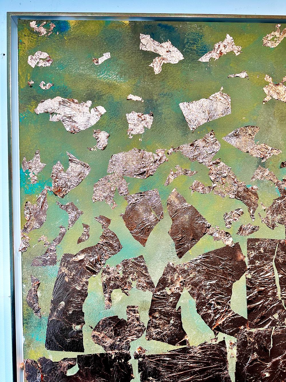 Magical Times - Gold Leaf Contemporary abstract family painting For Sale 5