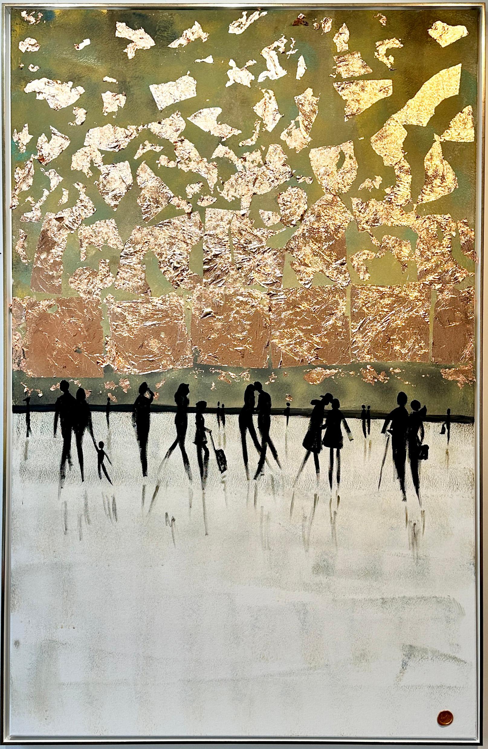 Magical Times - Gold Leaf Contemporary abstract family painting - Painting by Katharina Hormel