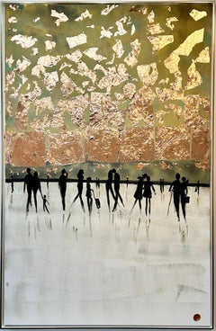 Magical Times - Gold Leaf Contemporary abstract family painting