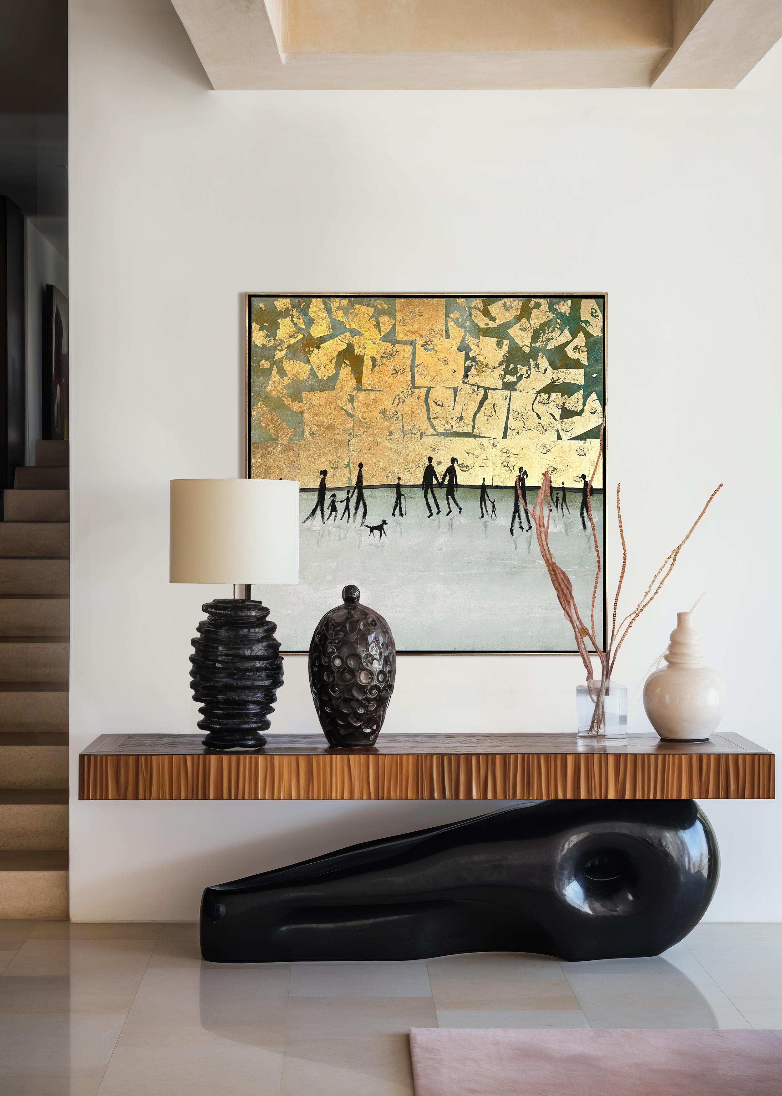 Make You feel my Love - Gold Leaf Peinture contemporaine abstraite de figures familiales en vente 8