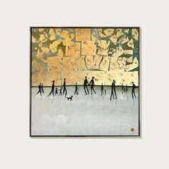 Make You feel my Love - Gold Leaf Peinture contemporaine abstraite de figures familiales