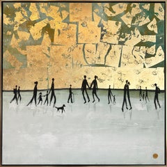 Make You feel my Love - Gold Leaf Contemporary abstract family figures painting