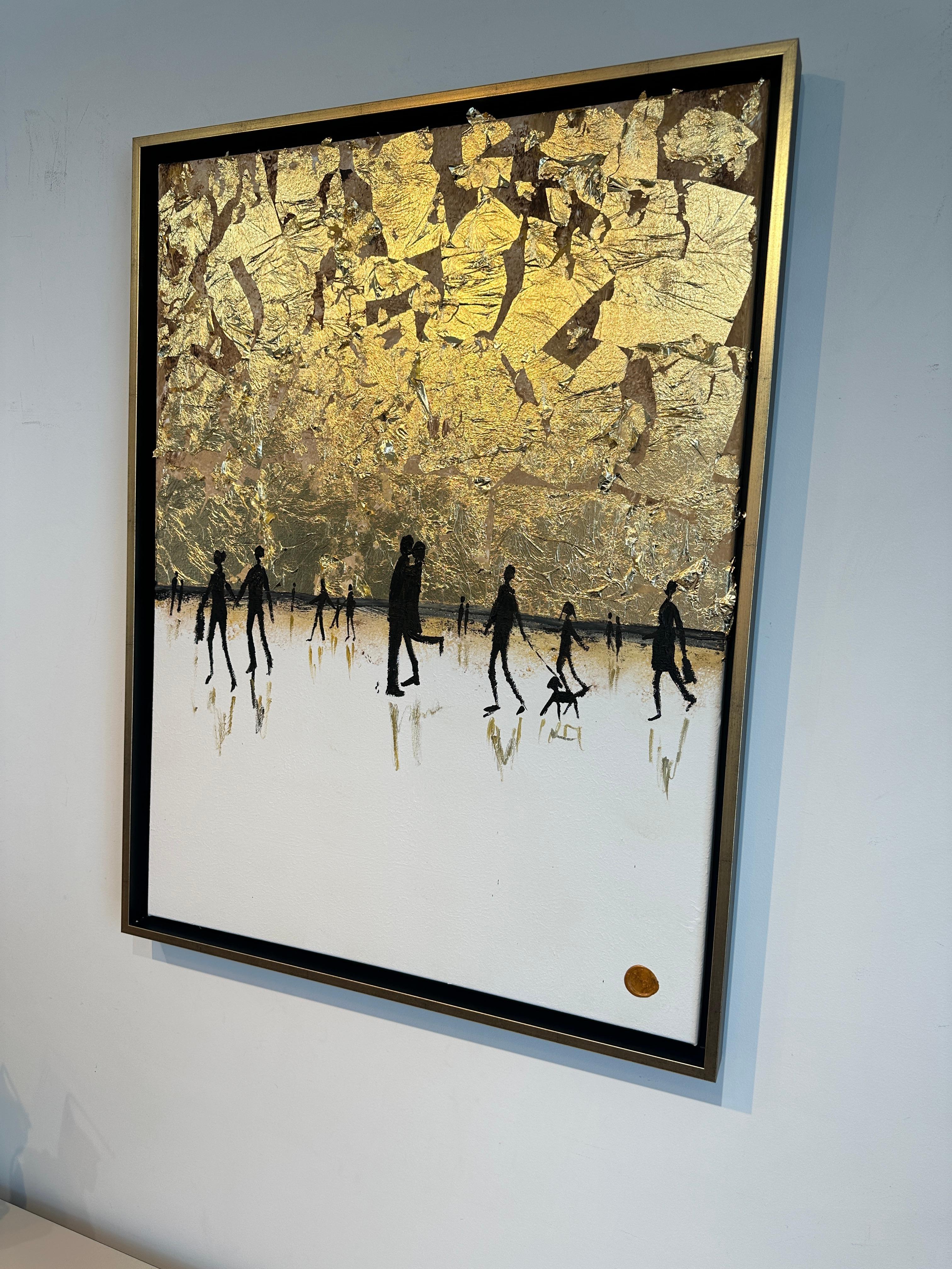 Making Memories - Pintura abstracta contemporánea en pan de oro 9