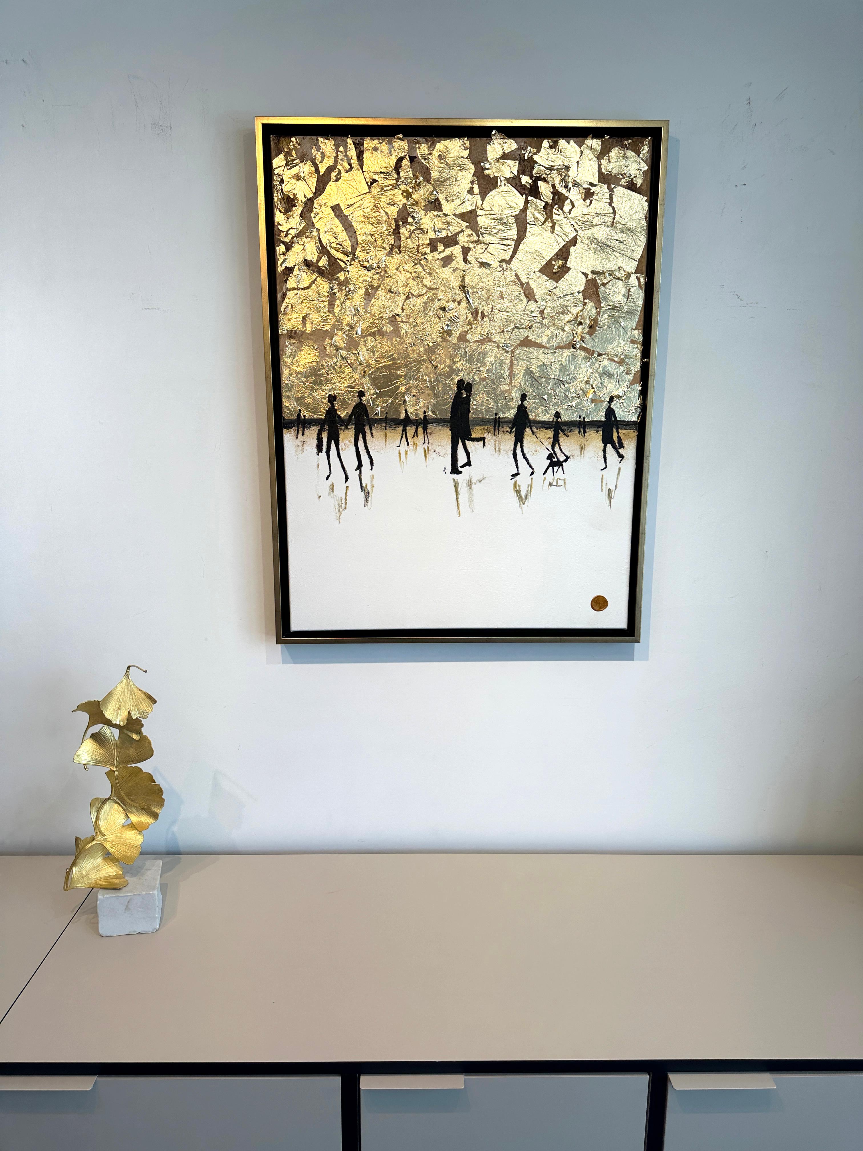 Making Memories - Pintura abstracta contemporánea en pan de oro 10
