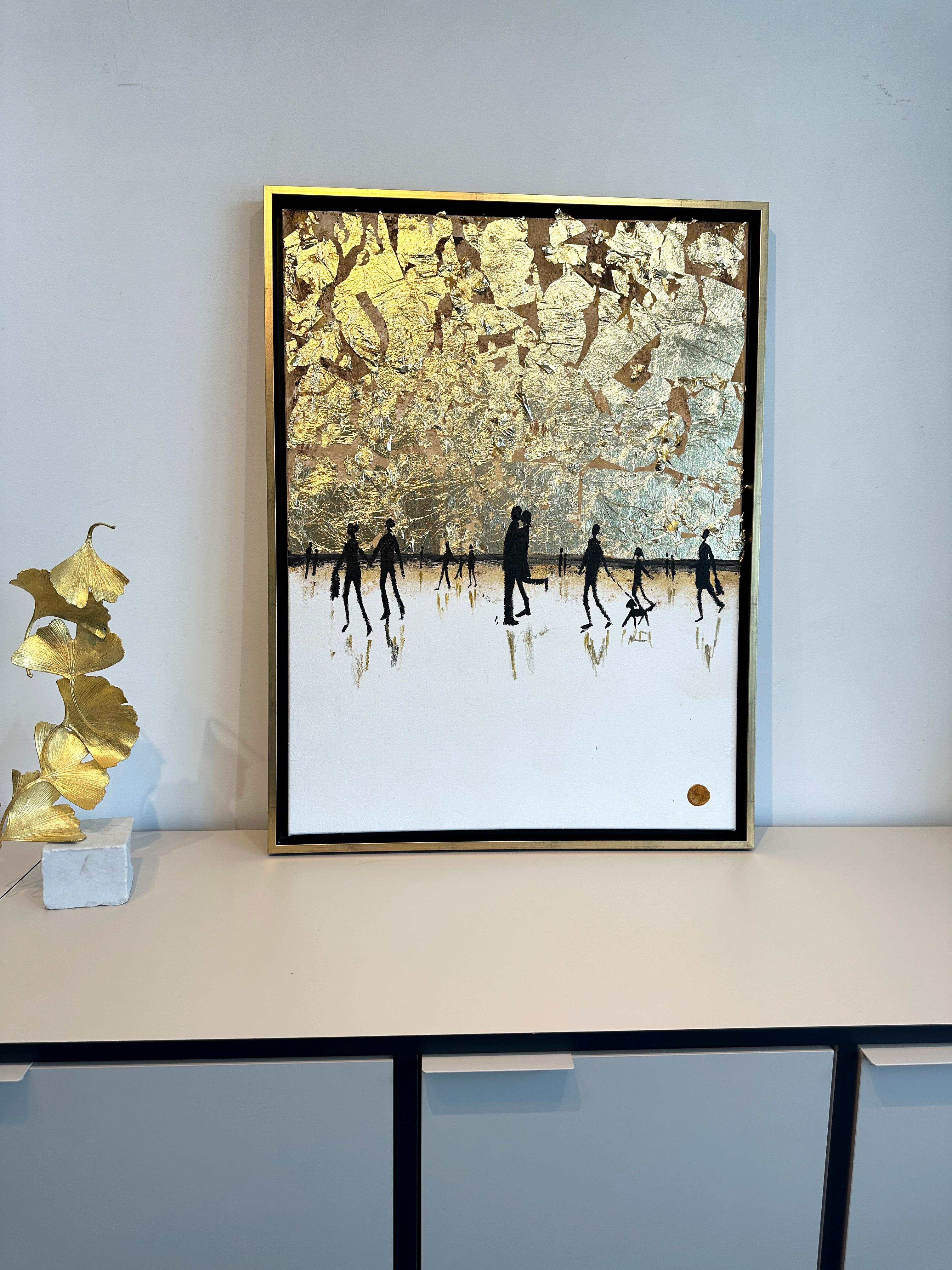 Making Memories - Pintura abstracta contemporánea en pan de oro 11