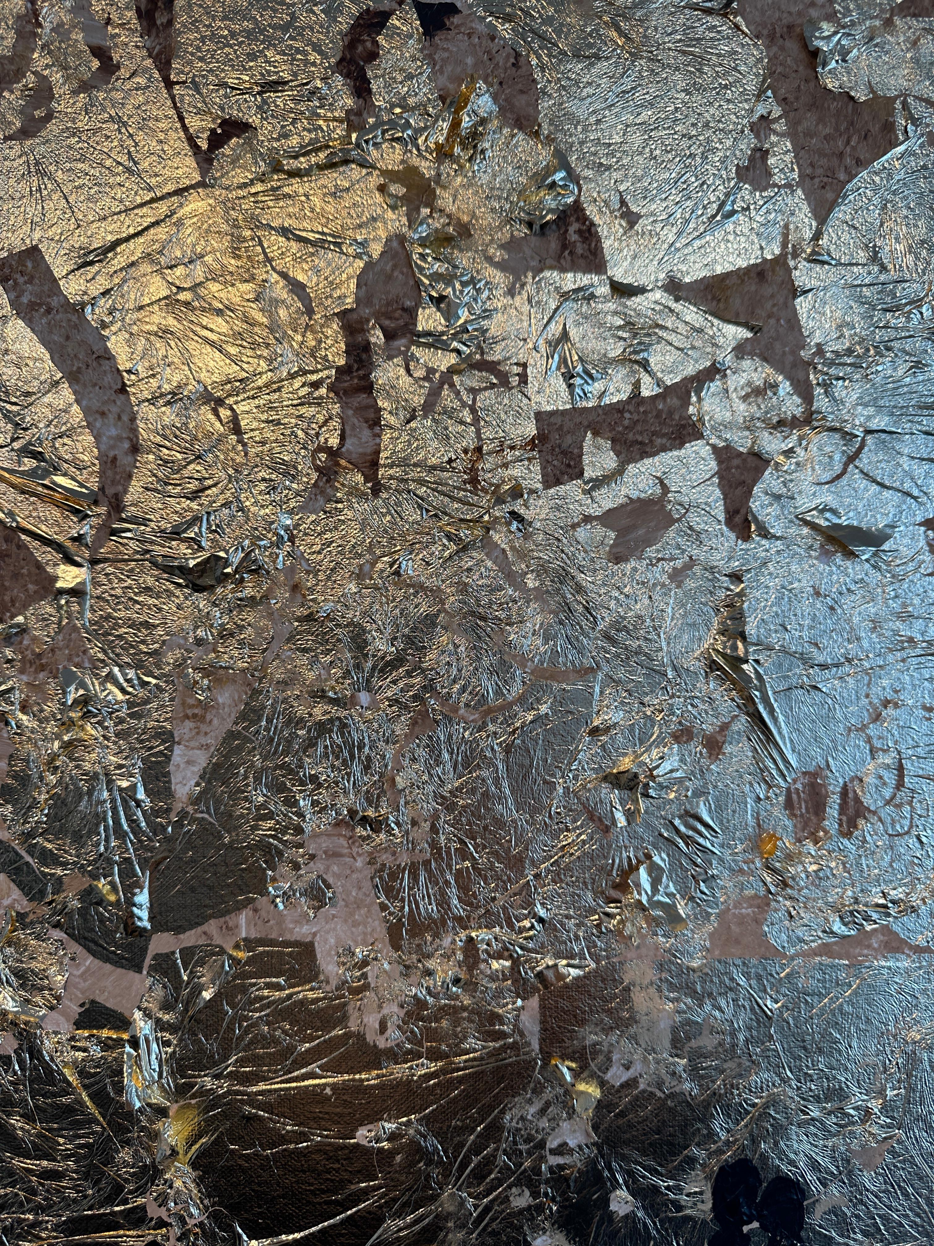 Making Memories - Pintura abstracta contemporánea en pan de oro 5