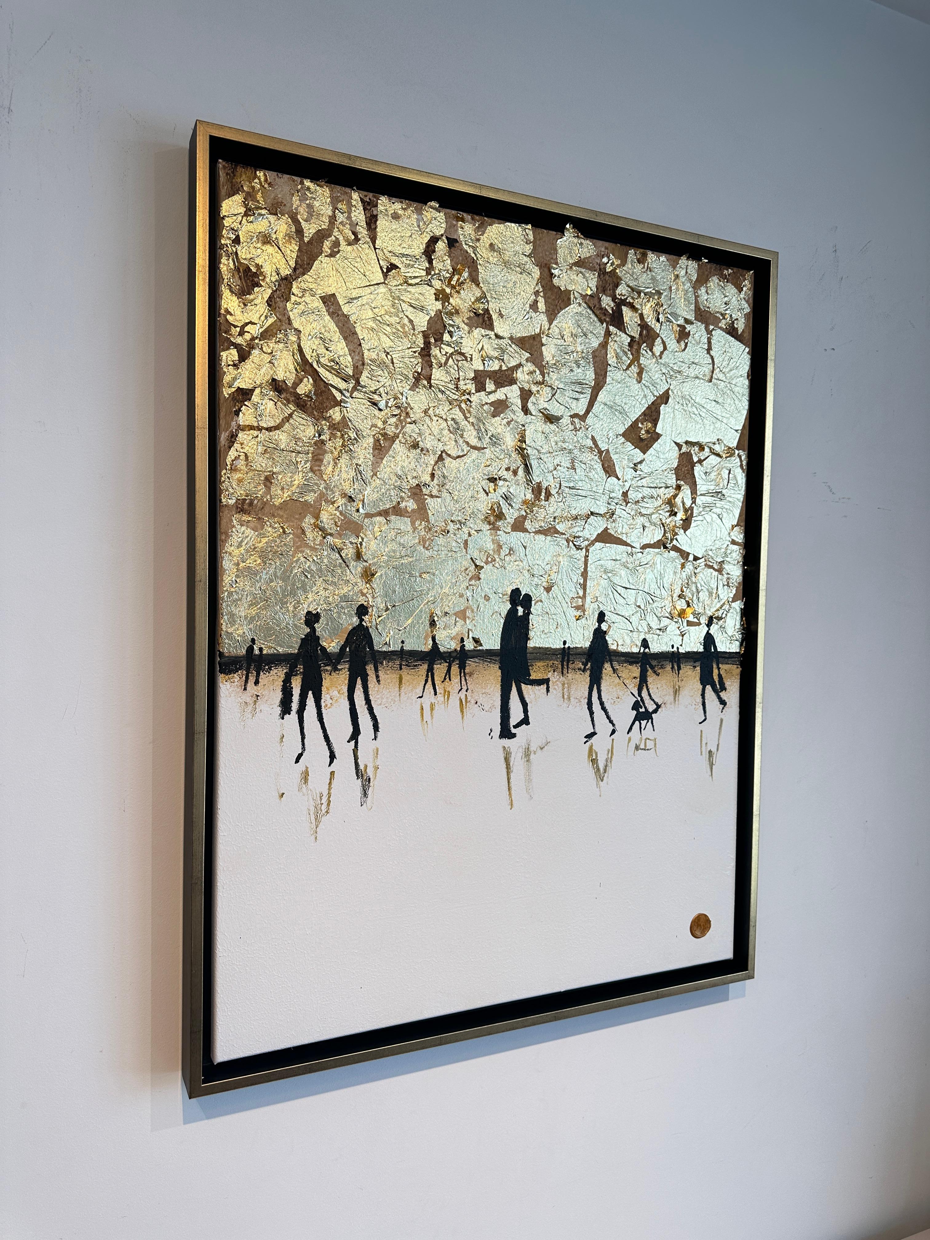Making Memories - Pintura abstracta contemporánea en pan de oro 6