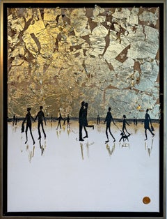 Making Memories - Pintura abstracta contemporánea en pan de oro