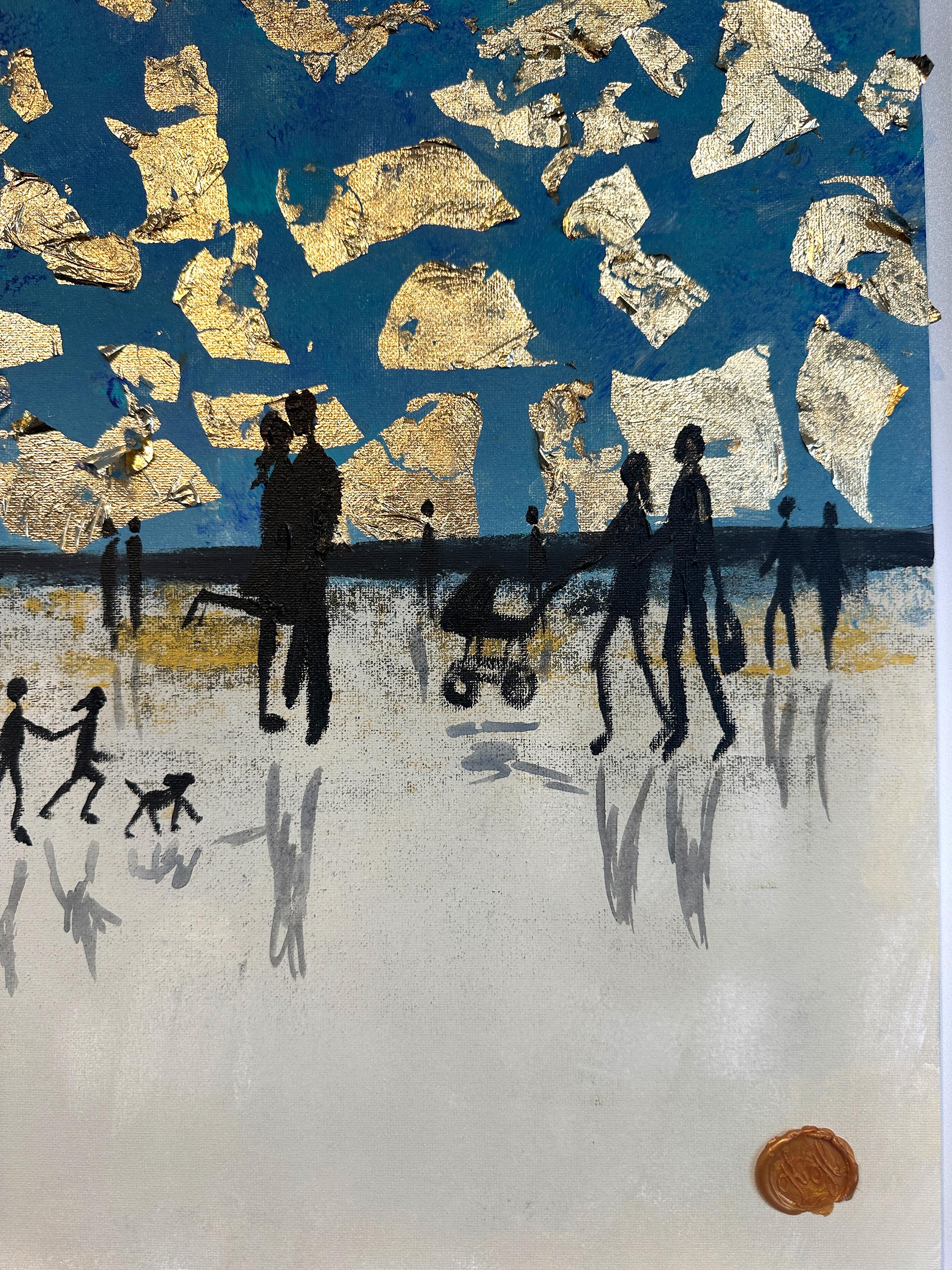 Nothing but blue Skies - Gold Leaf Contemporary abstract family painting 3
