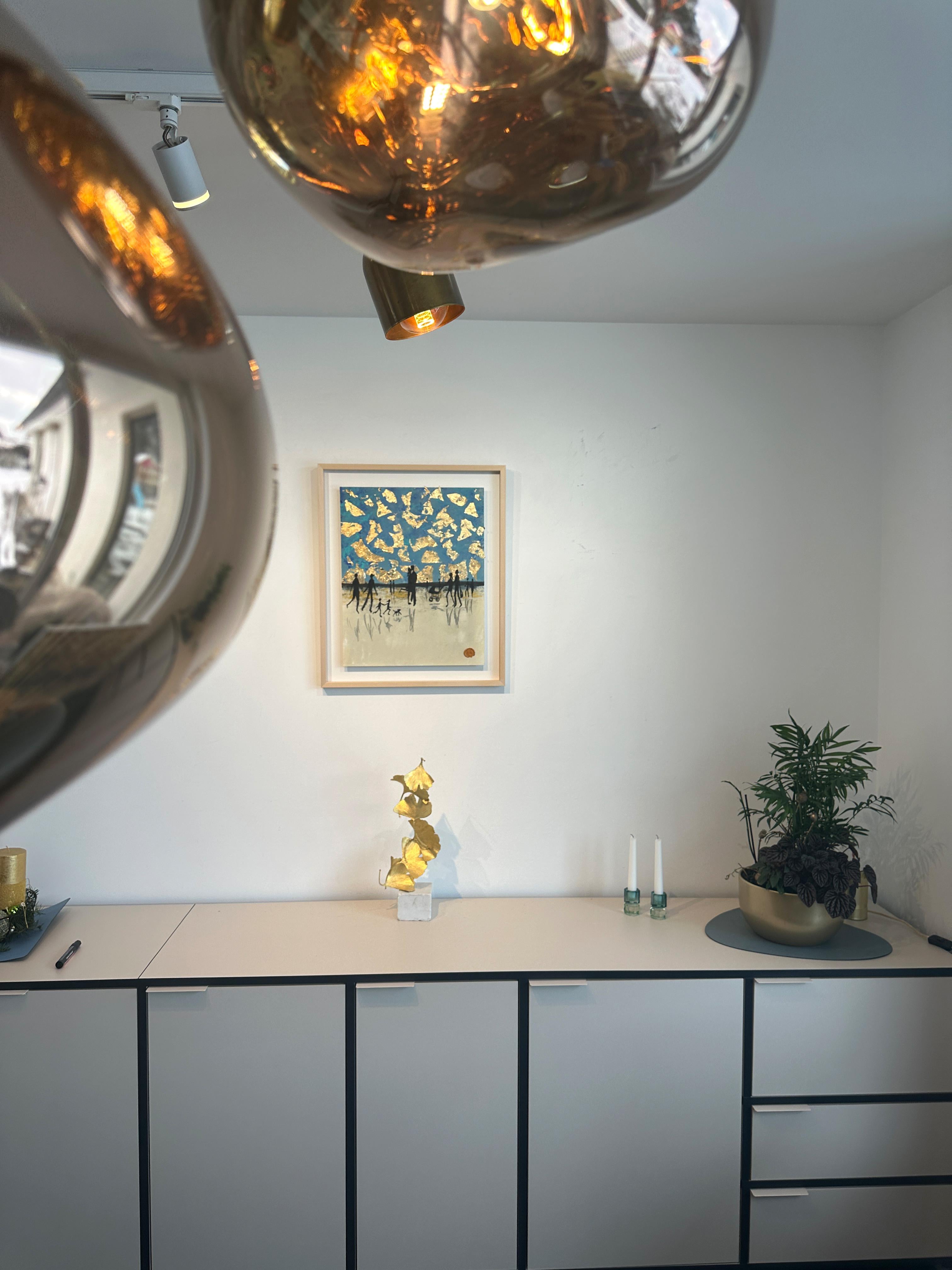 Nothing but blue Skies - Gold Leaf Contemporary abstract family painting 5