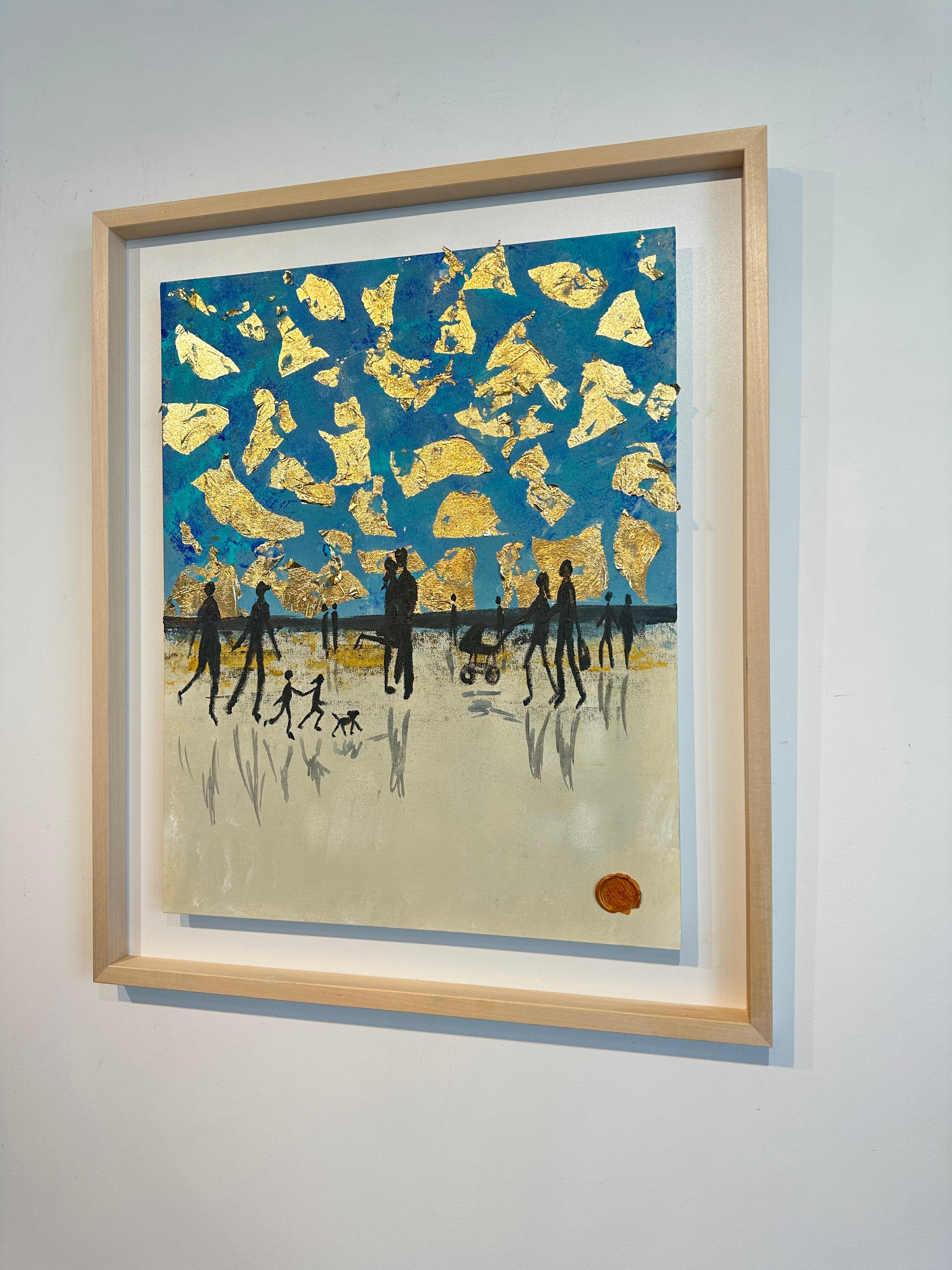 Nothing but blue Skies - Gold Leaf Contemporary abstract family painting 6