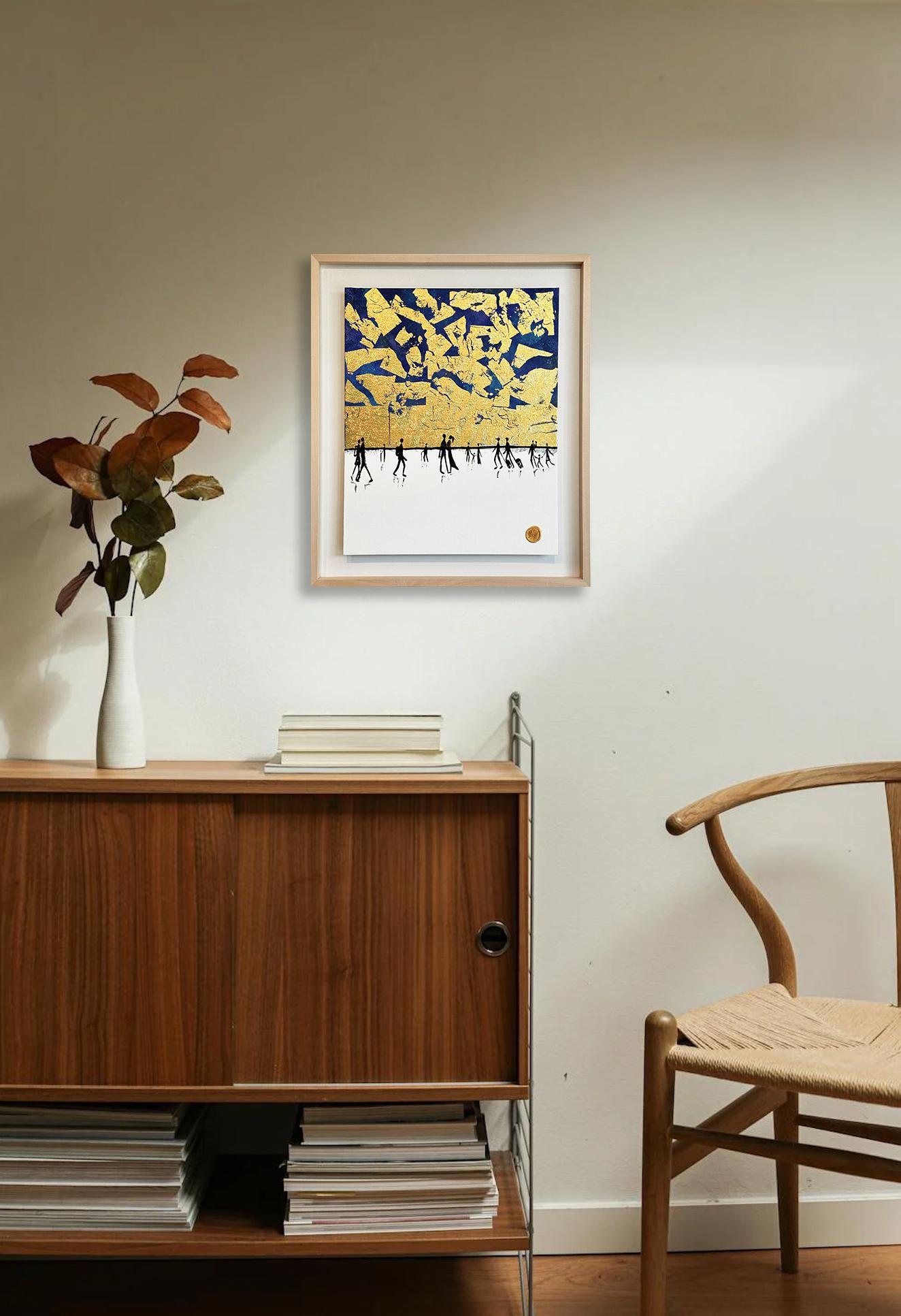 Le nostre piccole avventure by KHormel Foglia d'oro Quadro astratto contemporaneo di famiglia 8