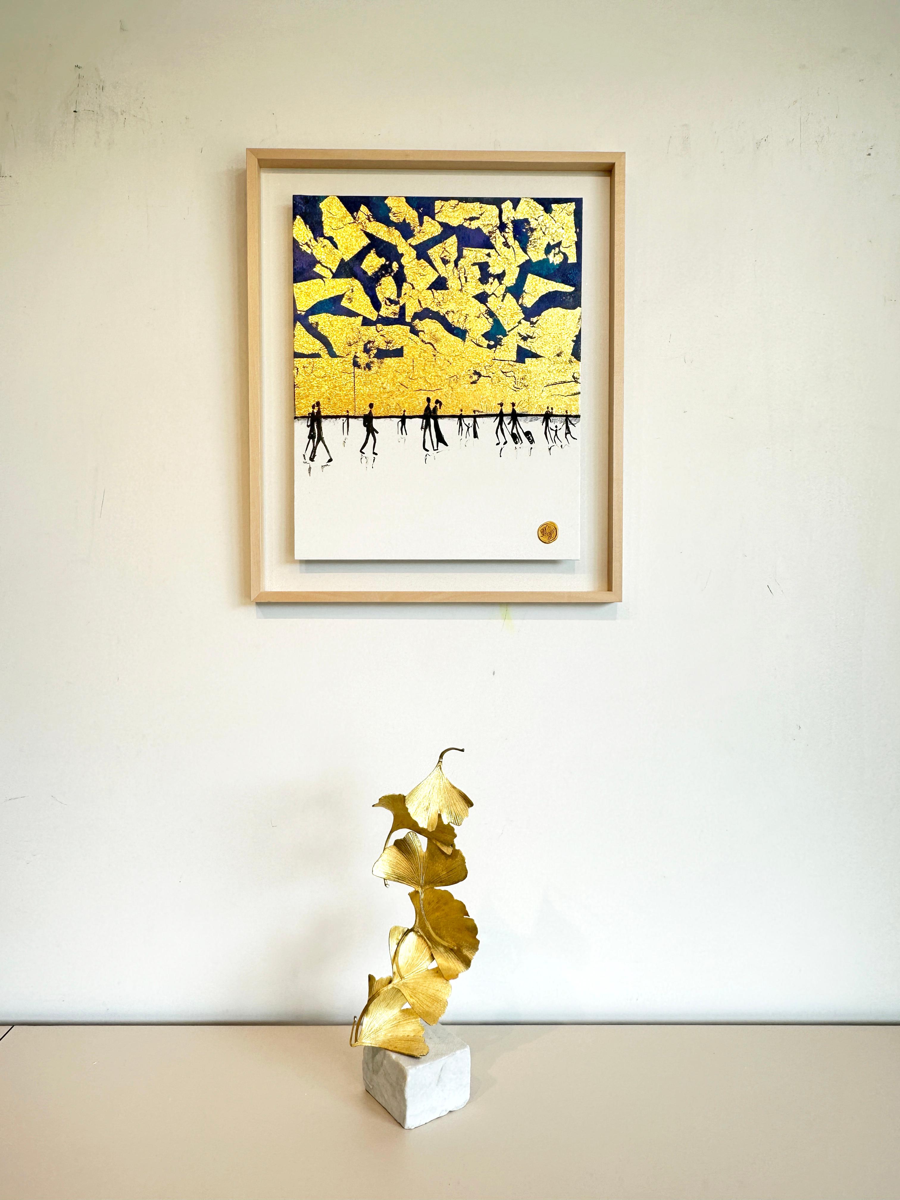 Le nostre piccole avventure by KHormel Foglia d'oro Quadro astratto contemporaneo di famiglia 9