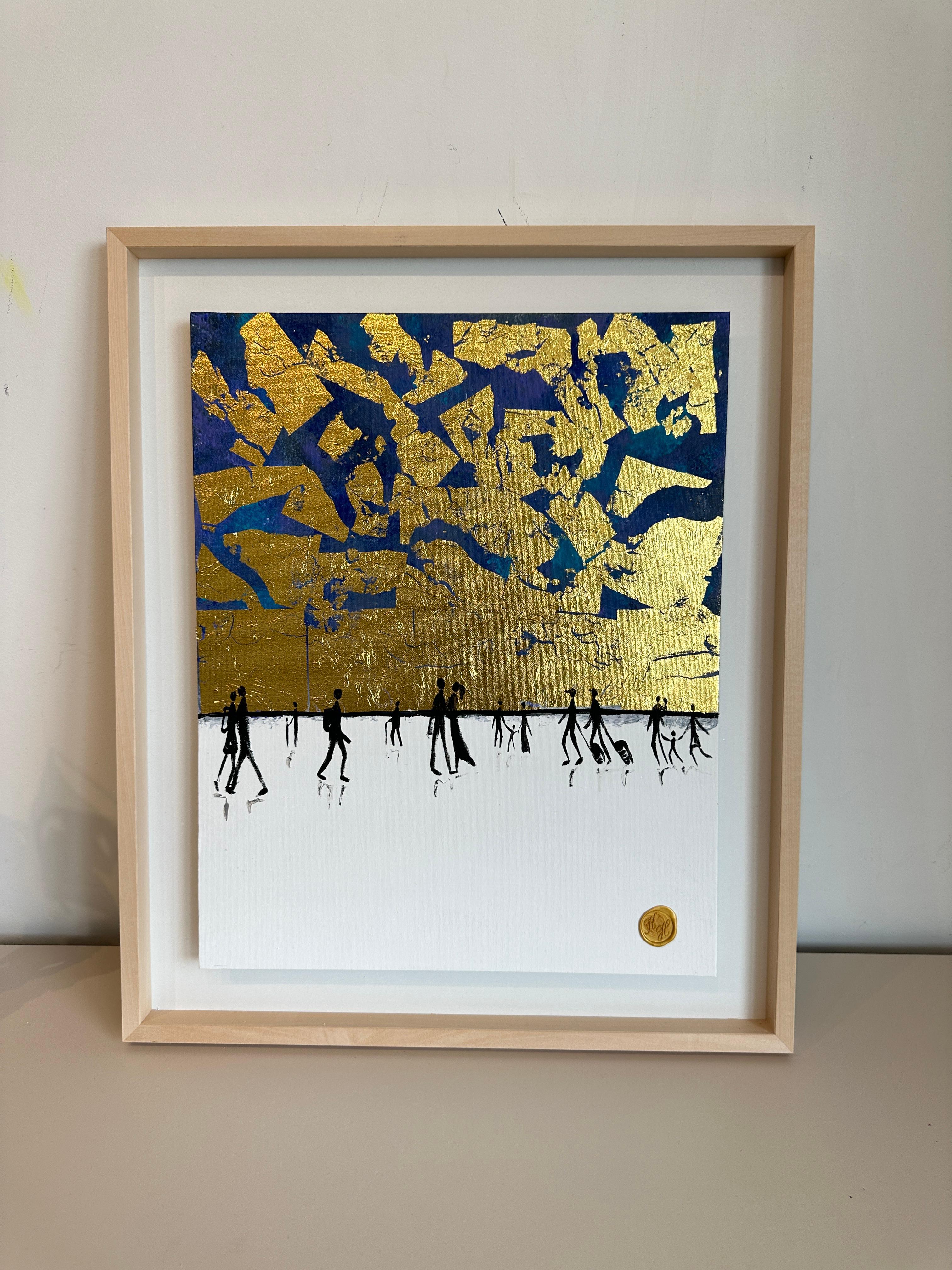 Le nostre piccole avventure by KHormel Foglia d'oro Quadro astratto contemporaneo di famiglia 10