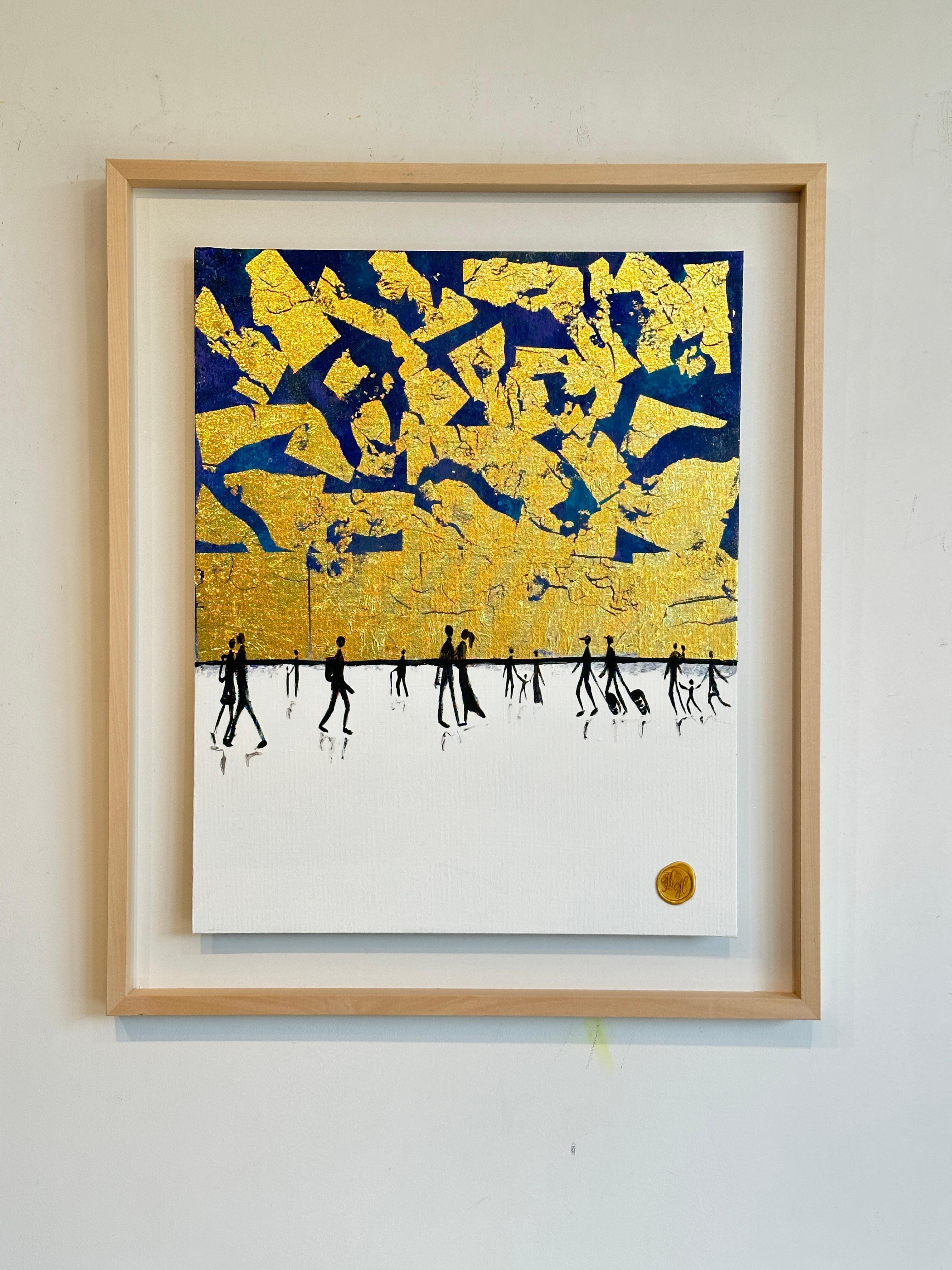 Le nostre piccole avventure by KHormel Foglia d'oro Quadro astratto contemporaneo di famiglia 12