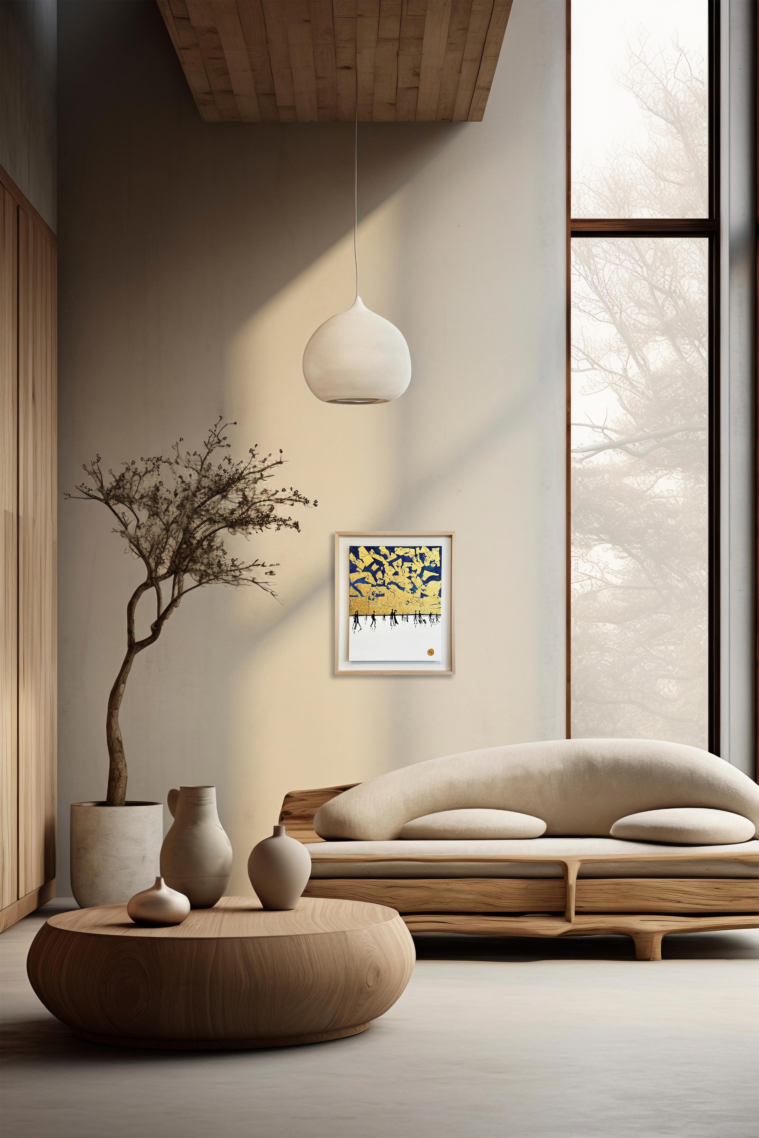 Le nostre piccole avventure by KHormel Foglia d'oro Quadro astratto contemporaneo di famiglia 13