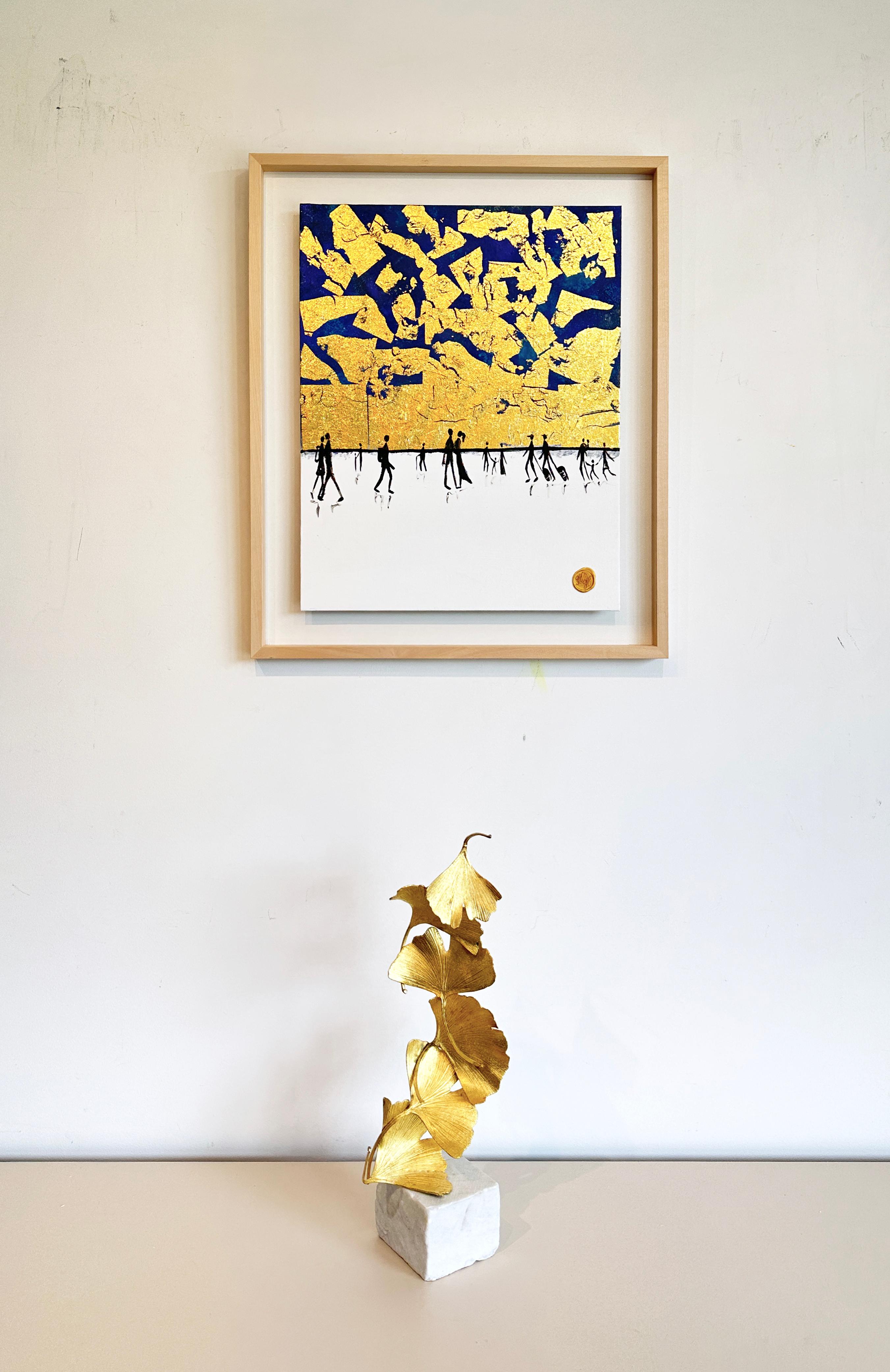 Le nostre piccole avventure by KHormel Foglia d'oro Quadro astratto contemporaneo di famiglia 1