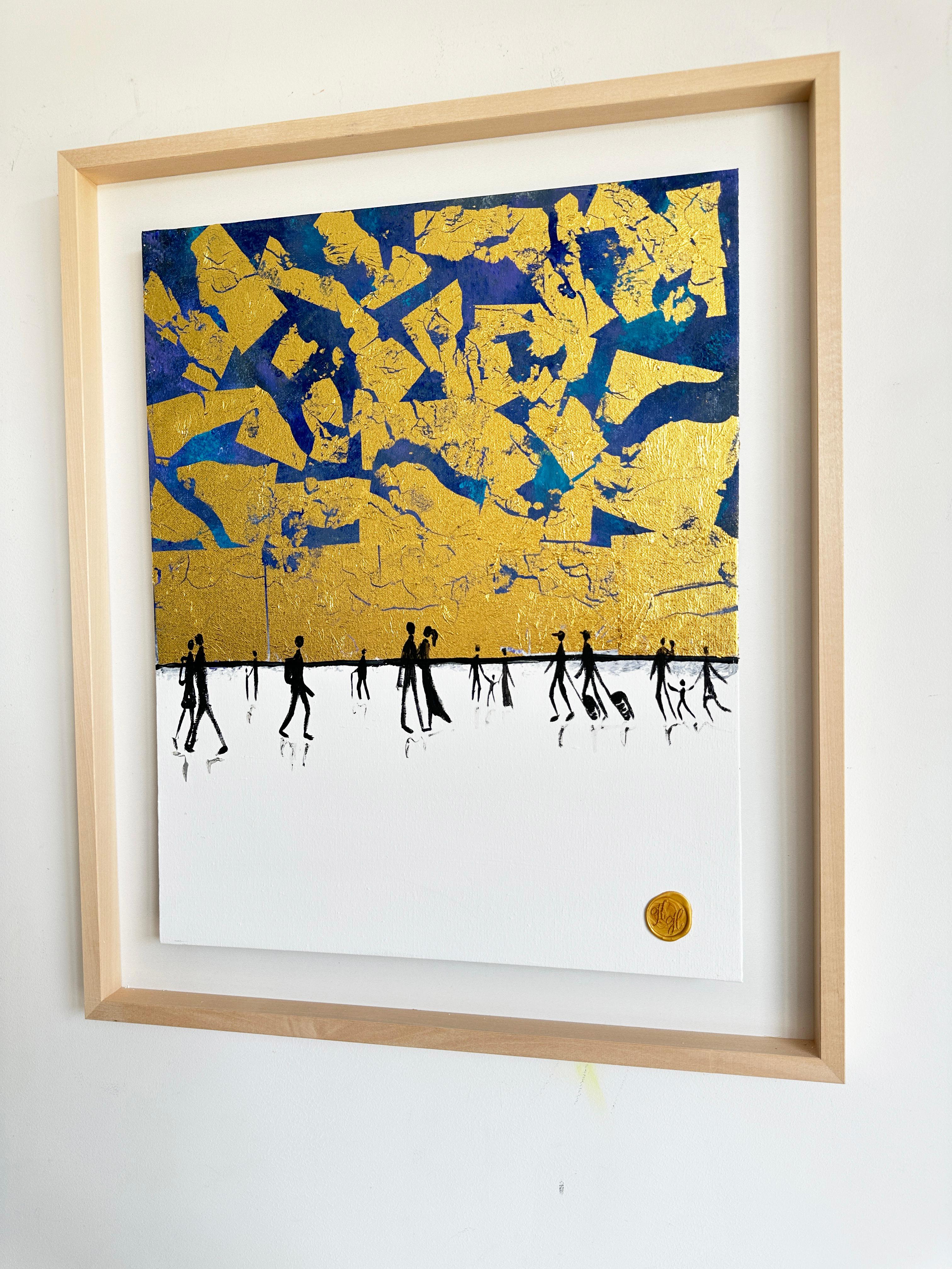 Le nostre piccole avventure by KHormel Foglia d'oro Quadro astratto contemporaneo di famiglia 2