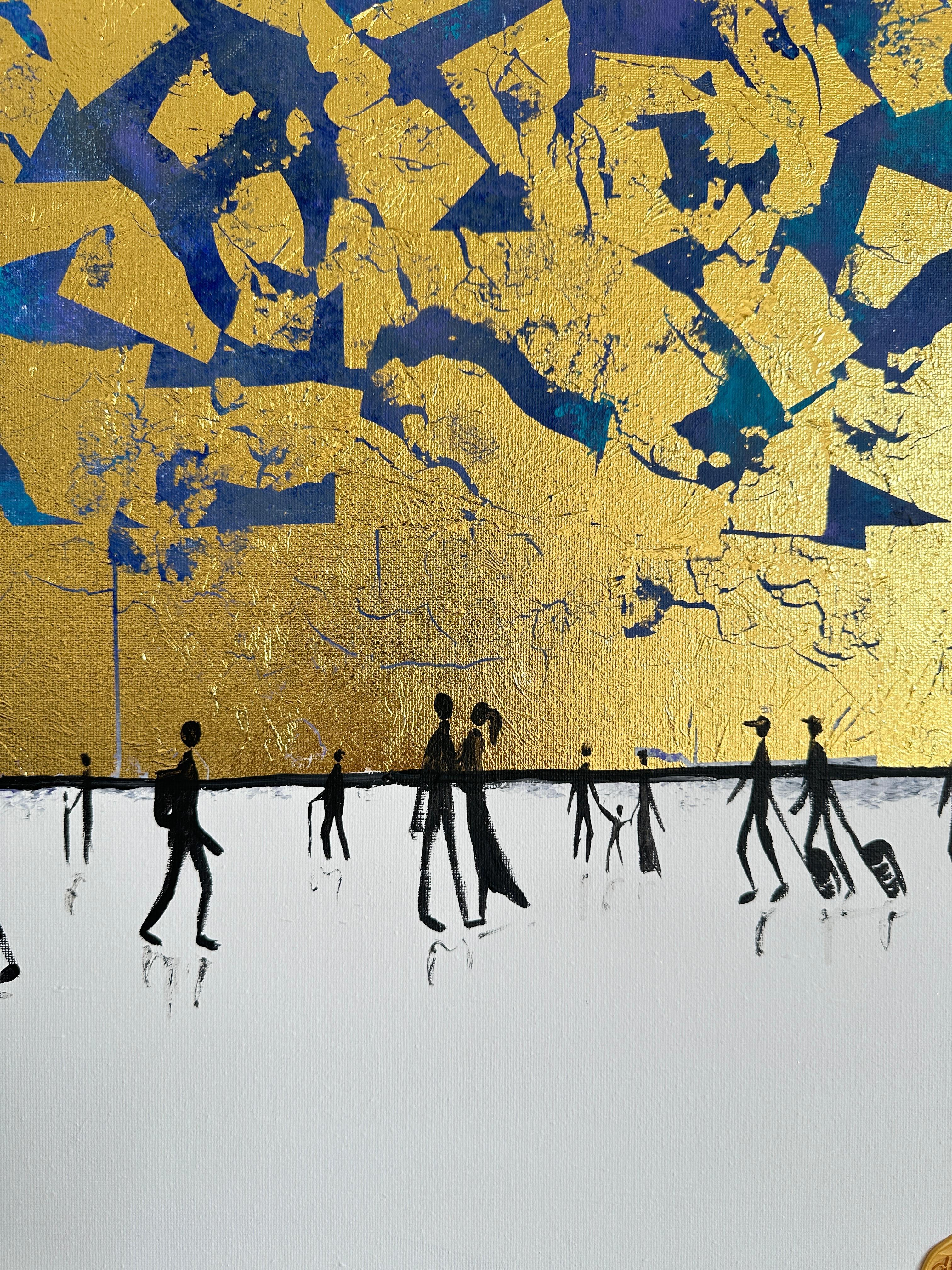 Le nostre piccole avventure by KHormel Foglia d'oro Quadro astratto contemporaneo di famiglia 6