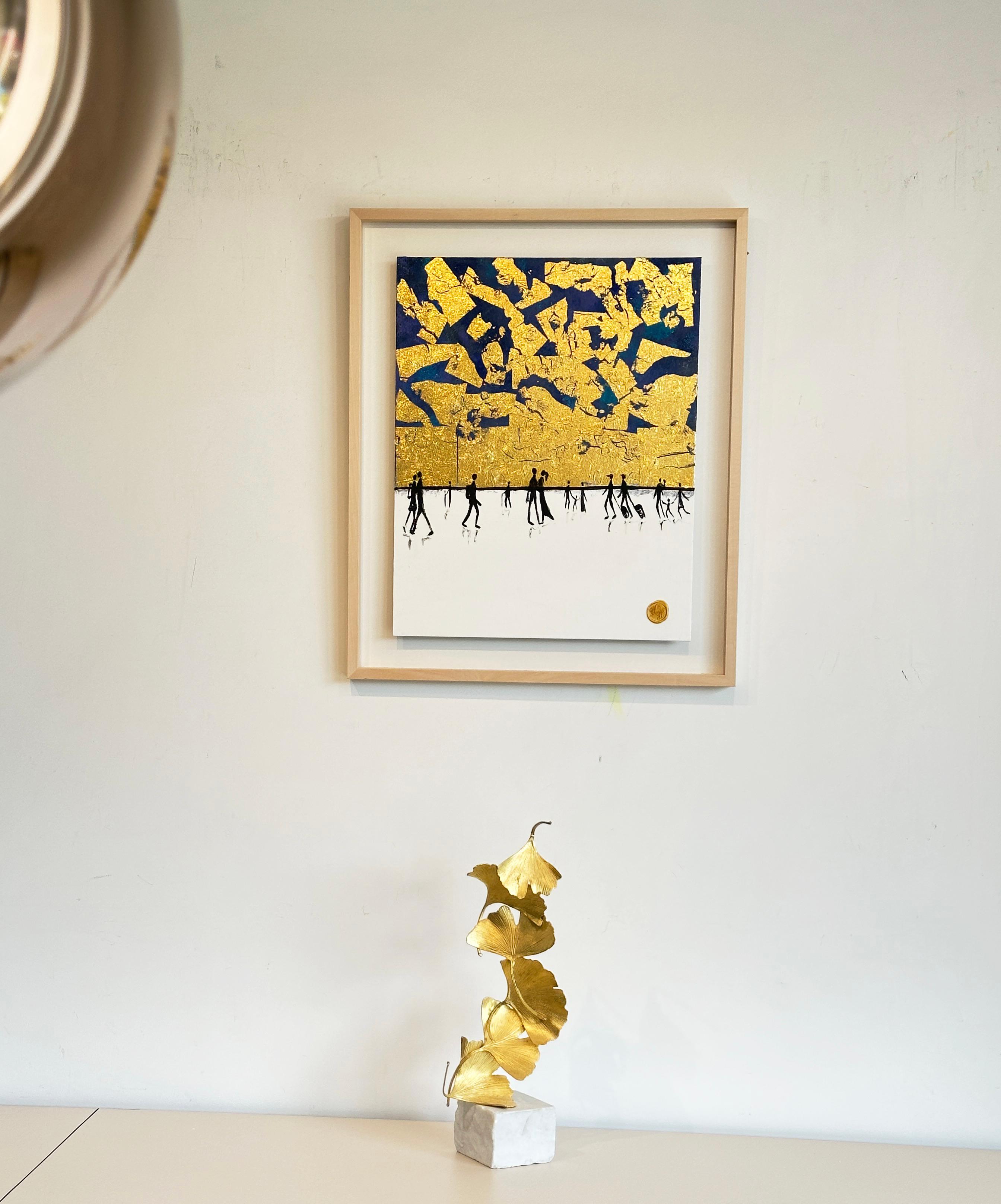 Le nostre piccole avventure by KHormel Foglia d'oro Quadro astratto contemporaneo di famiglia 7