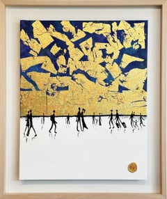 Le nostre piccole avventure by KHormel Foglia d'oro Quadro astratto contemporaneo di famiglia