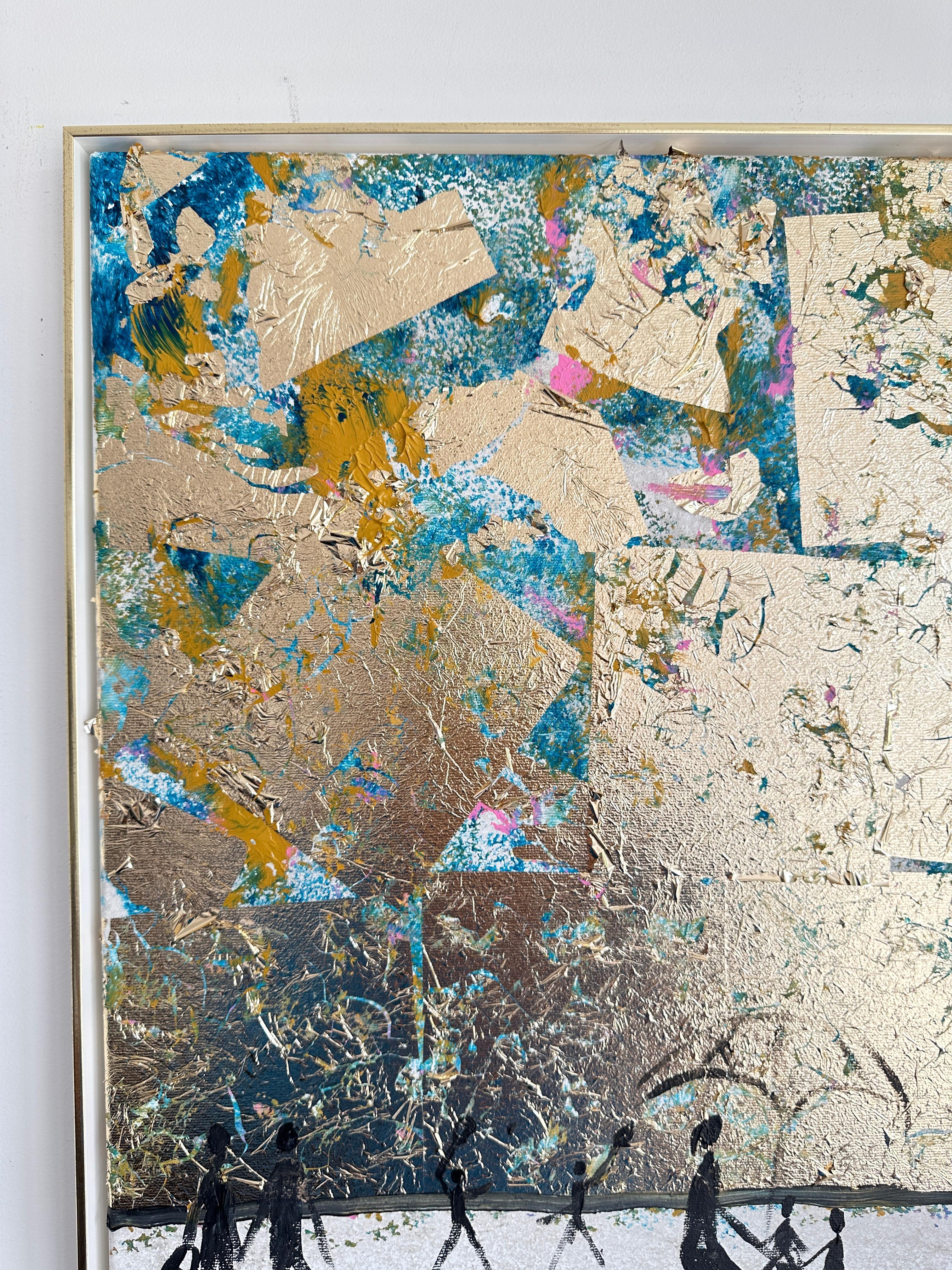 Our Summer together -  Gold Leaf Contemporary abstract family painting For Sale 6