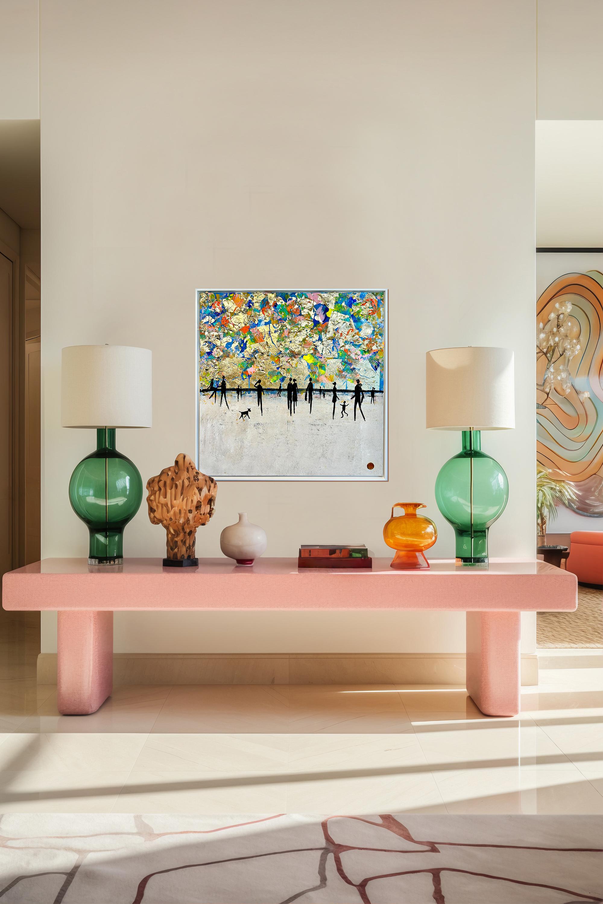 Over the Rainbow - Quadro astratto contemporaneo con foglia d'oro 6
