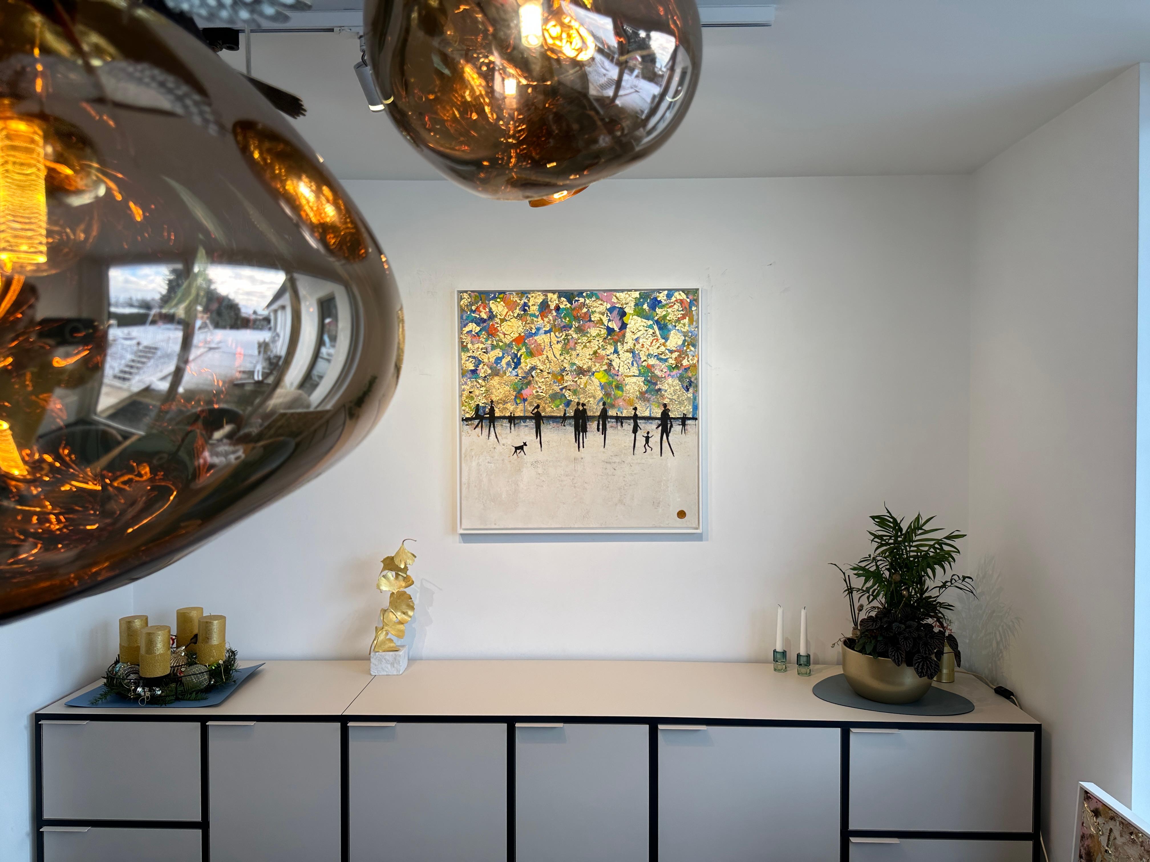 Over the Rainbow - Quadro astratto contemporaneo con foglia d'oro 7