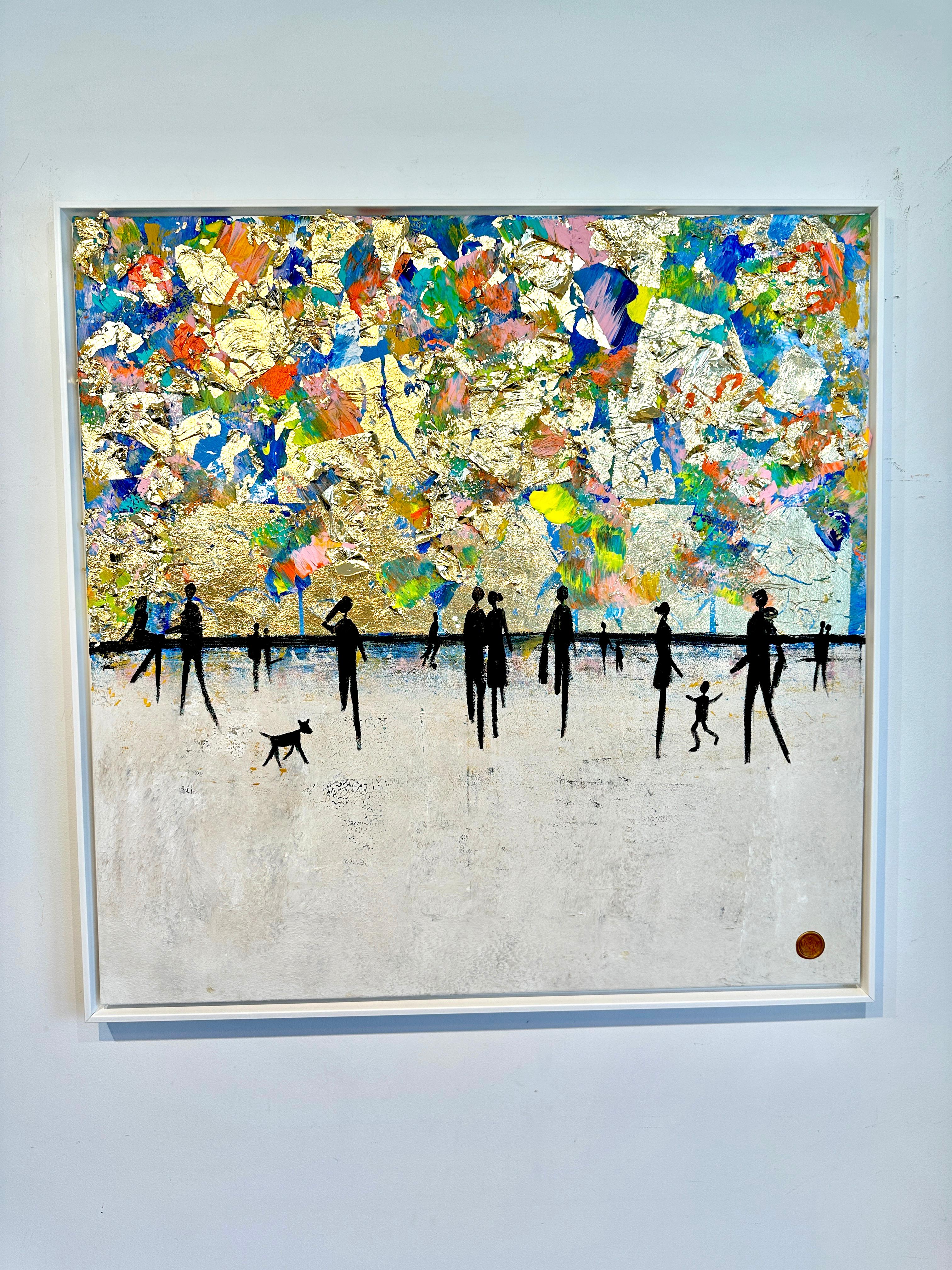 Over the Rainbow - Quadro astratto contemporaneo con foglia d'oro 8