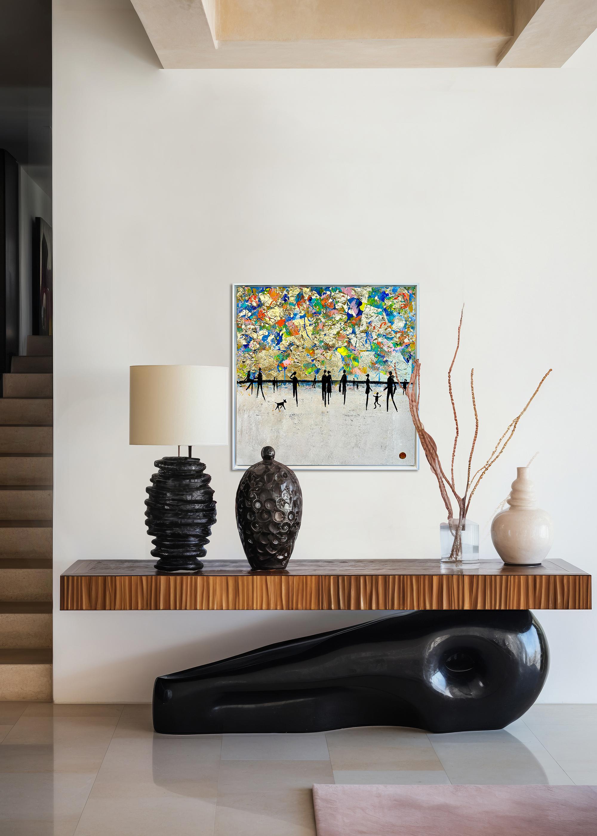 Over the Rainbow - Quadro astratto contemporaneo con foglia d'oro 3