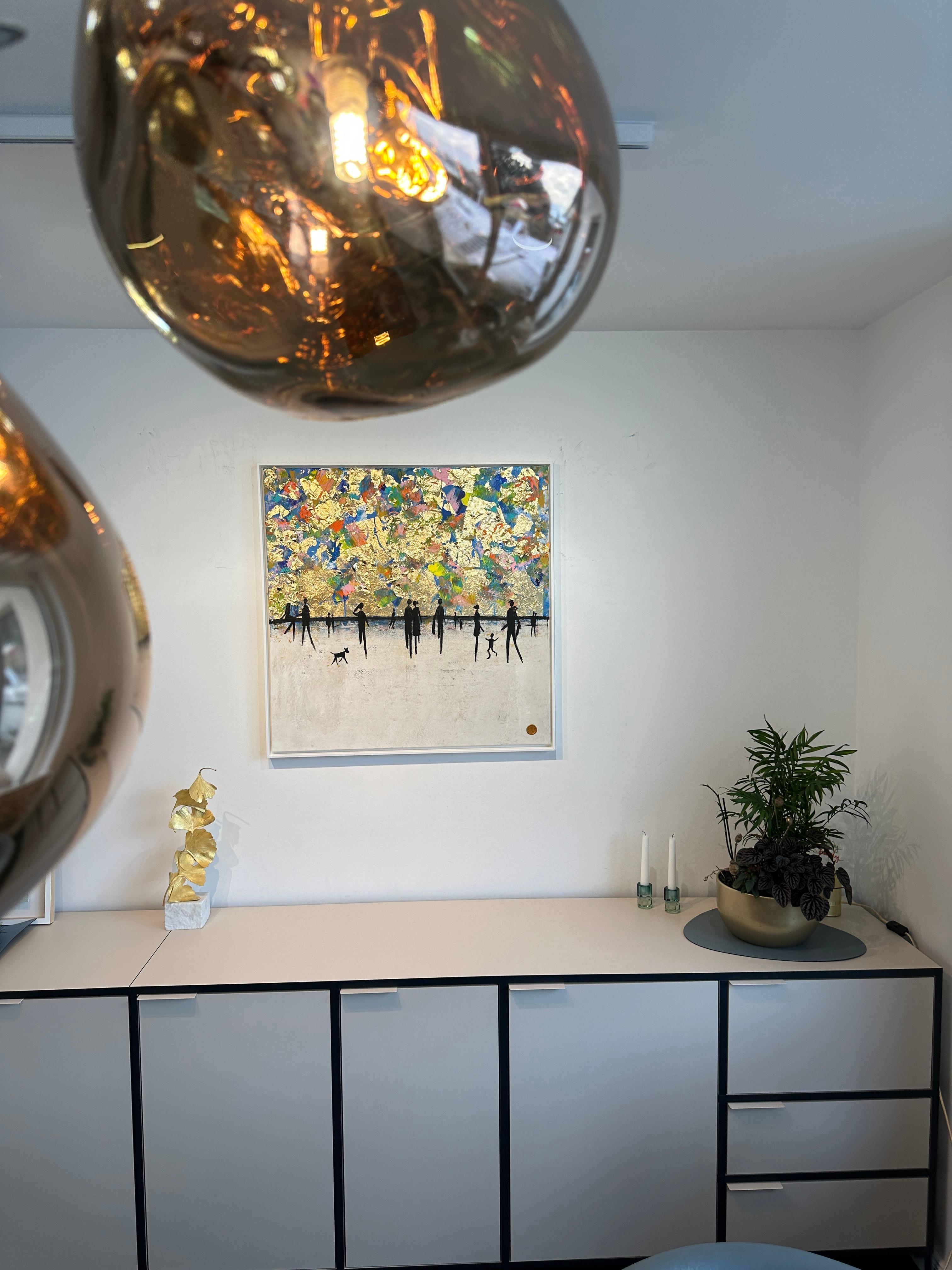 Over the Rainbow - Quadro astratto contemporaneo con foglia d'oro 4