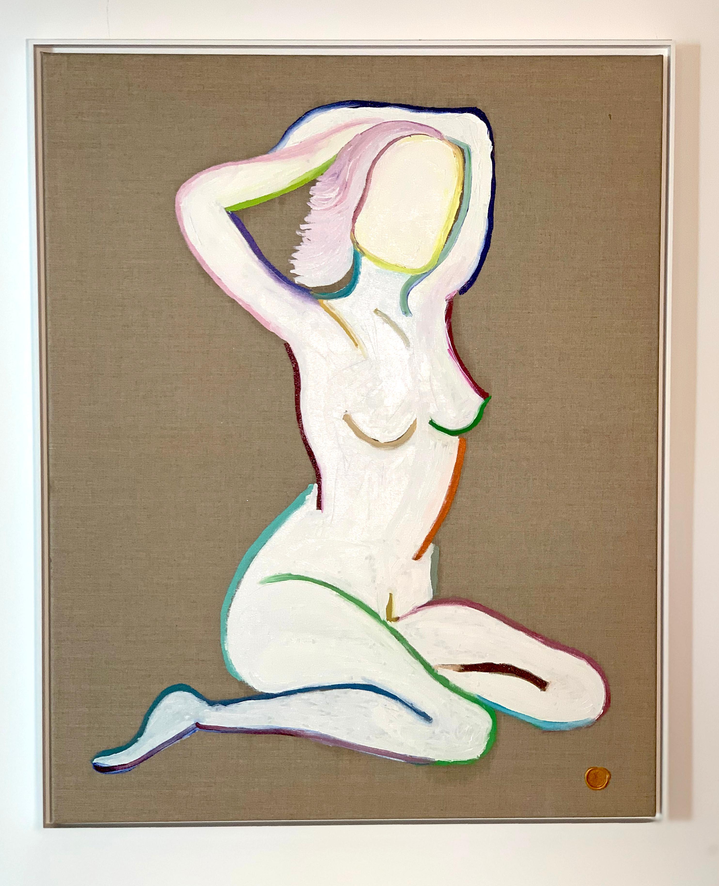 Posing for Matisse by K. Hormel - Nude Contemporary abstract Oil painting - Painting by Katharina Hormel