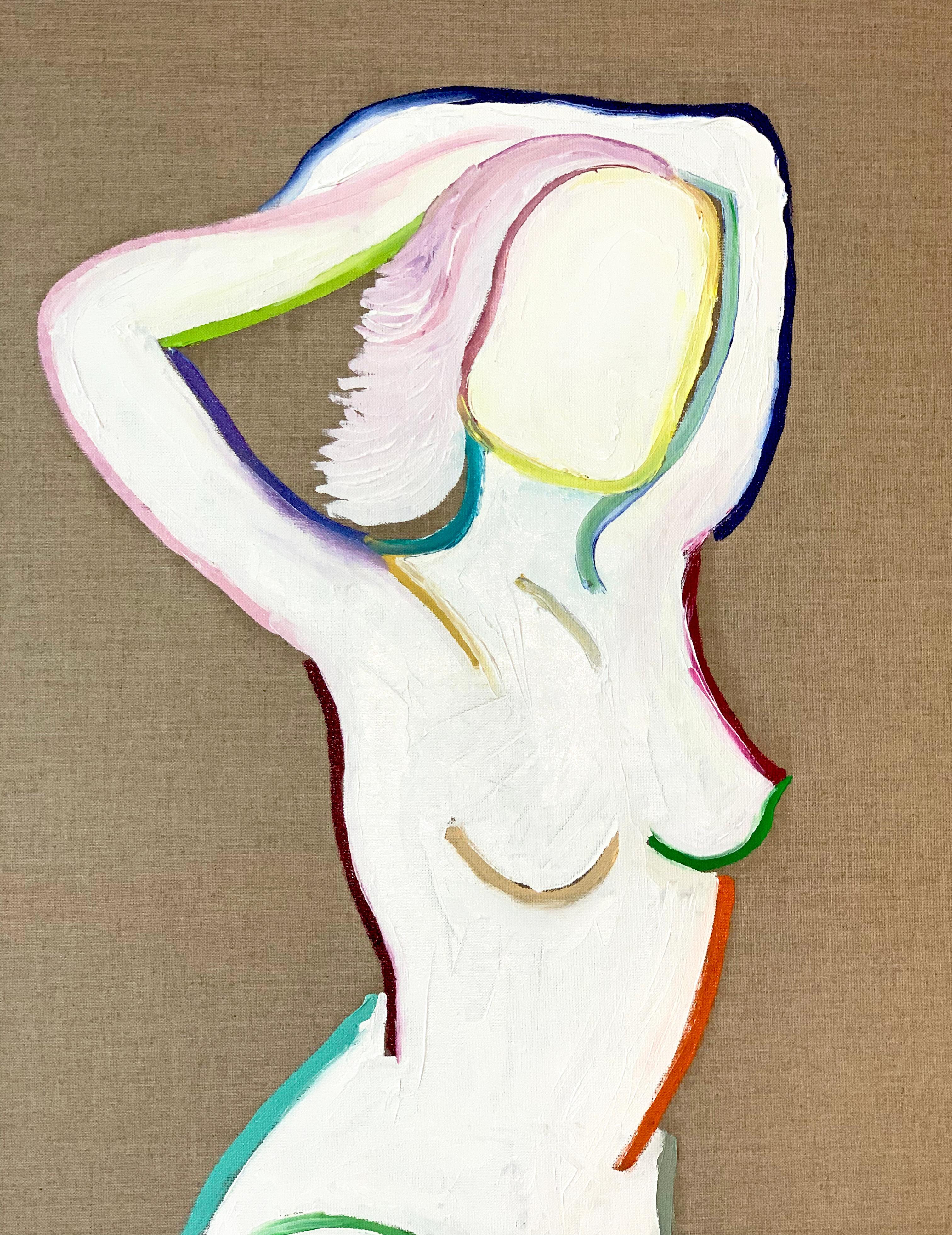 Posing for Matisse by K. Hormel - Nude Contemporary abstract Oil painting For Sale 2