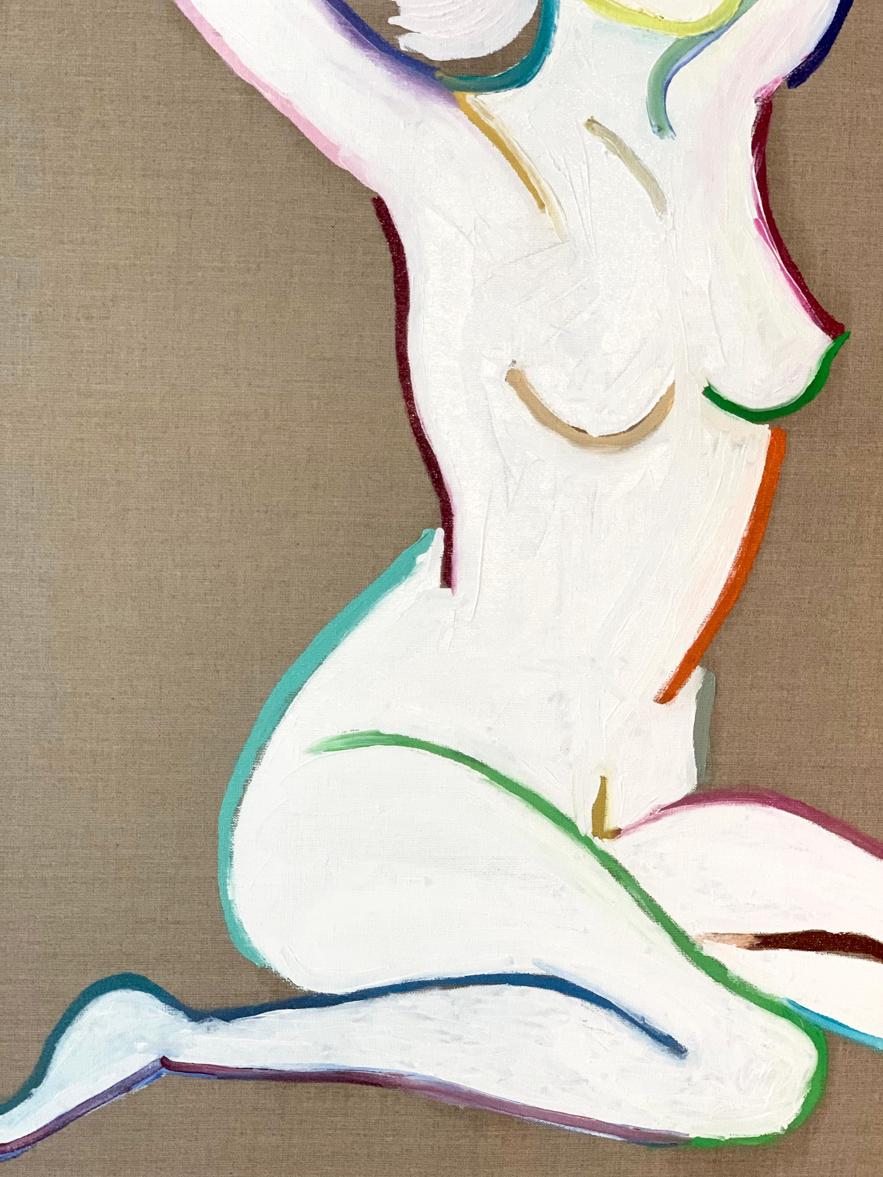 Posing for Matisse by K. Hormel - Nude Contemporary abstract Oil painting For Sale 3