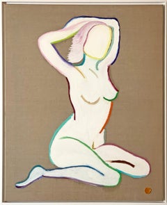 Posing pour Matisse par K. Hormel - Peinture à l'huile abstraite contemporaine d'un nu