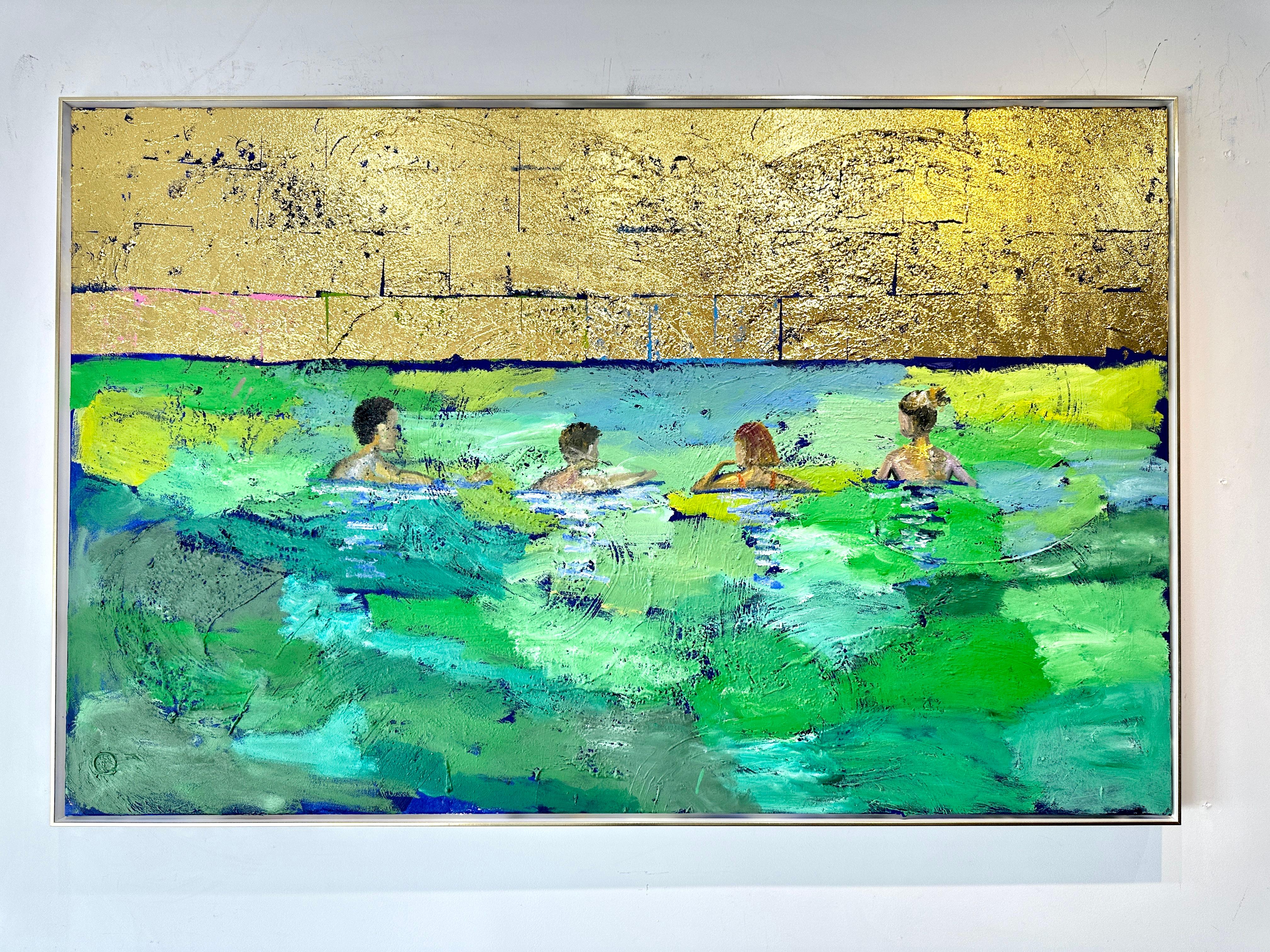 Katharina Hormel creates minimalistic landscape paintings featuring everyday scenes of life. Her art often portrays people engaged in their daily activities, such as taking a leisurely walk in the park, cycling, playing football, or even