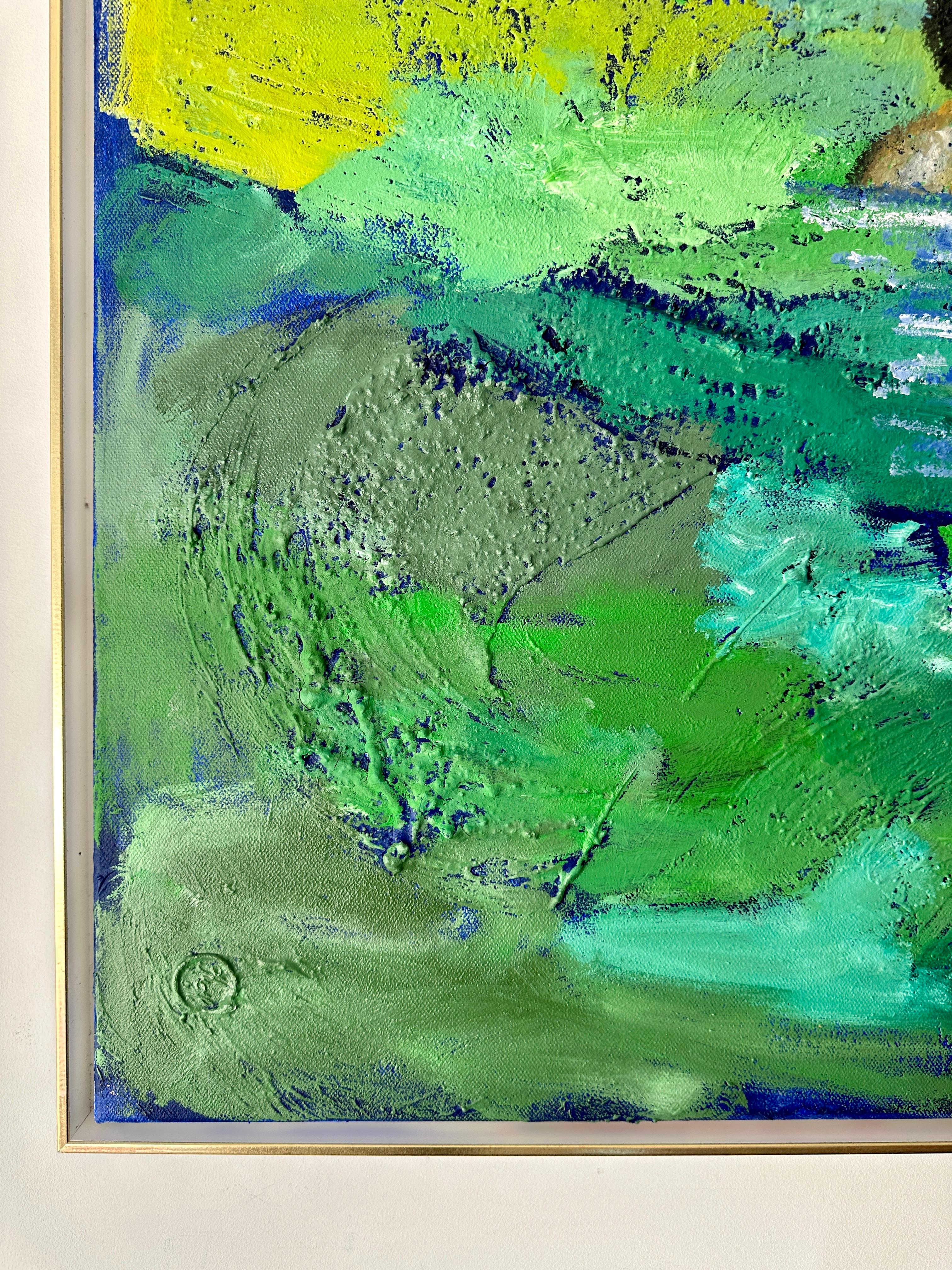 Precious Moments - Gold Leaf Contemporary abstract swimmer painting For Sale 5