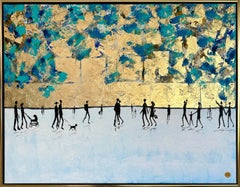 Shining Memories - Gold Leaf Contemporary abstract family painting
