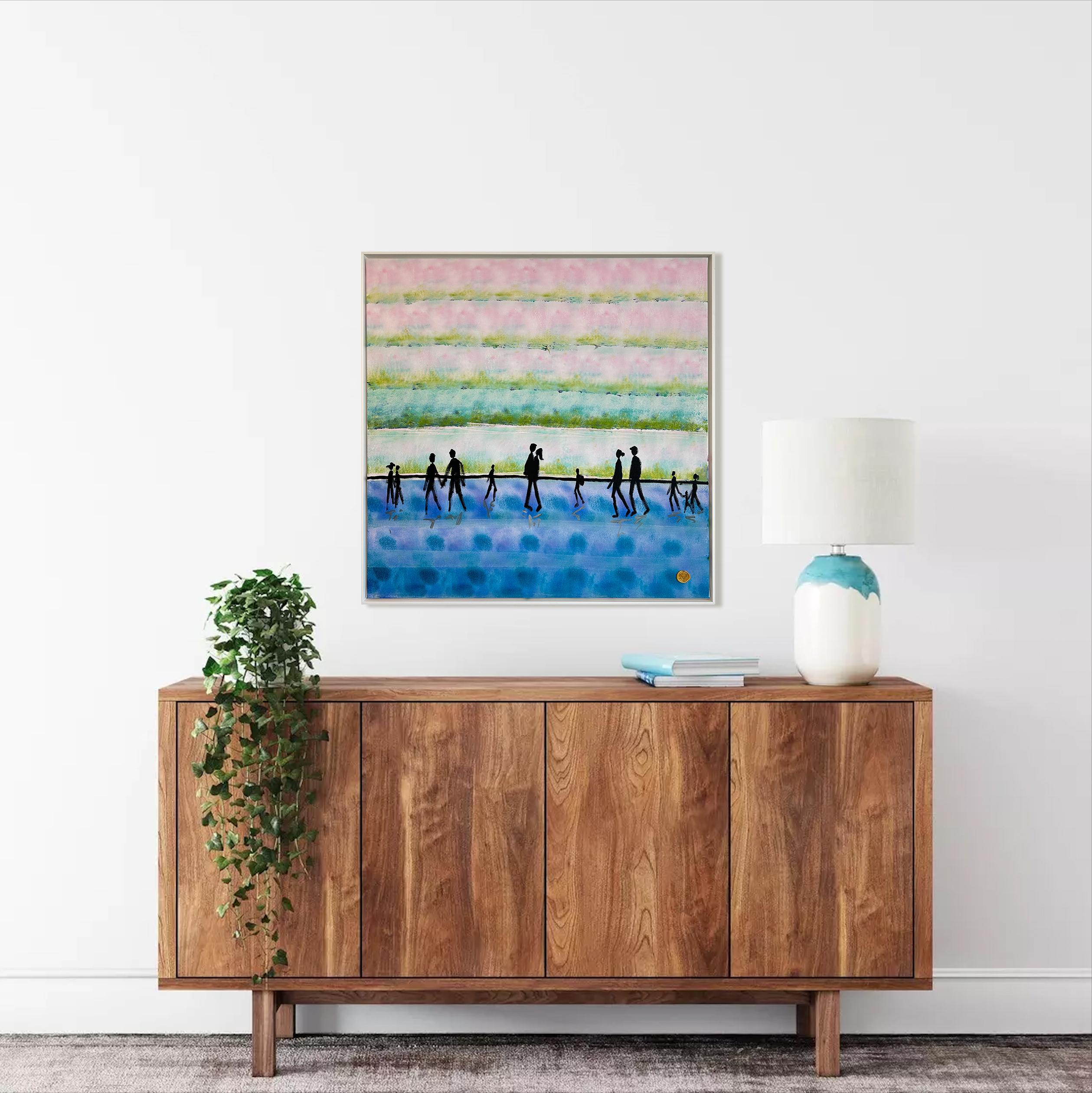 Side by Side - Gold Leaf Contemporary abstract painting For Sale 12