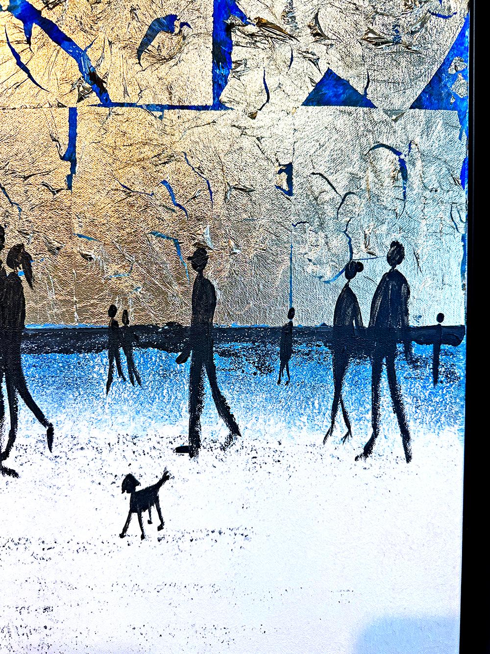 Baci di notte d'estate - Quadro astratto contemporaneo a foglia d'oro in vendita 10