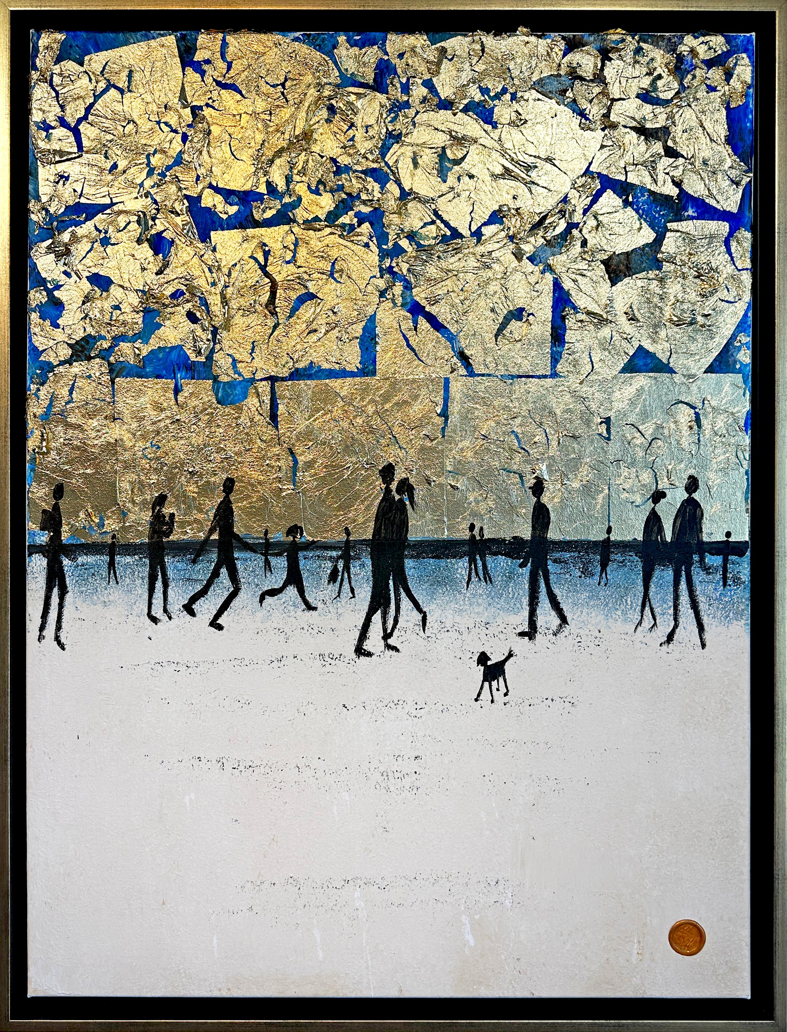 Baci di notte d'estate - Quadro astratto contemporaneo a foglia d'oro - Painting di Katharina Hormel